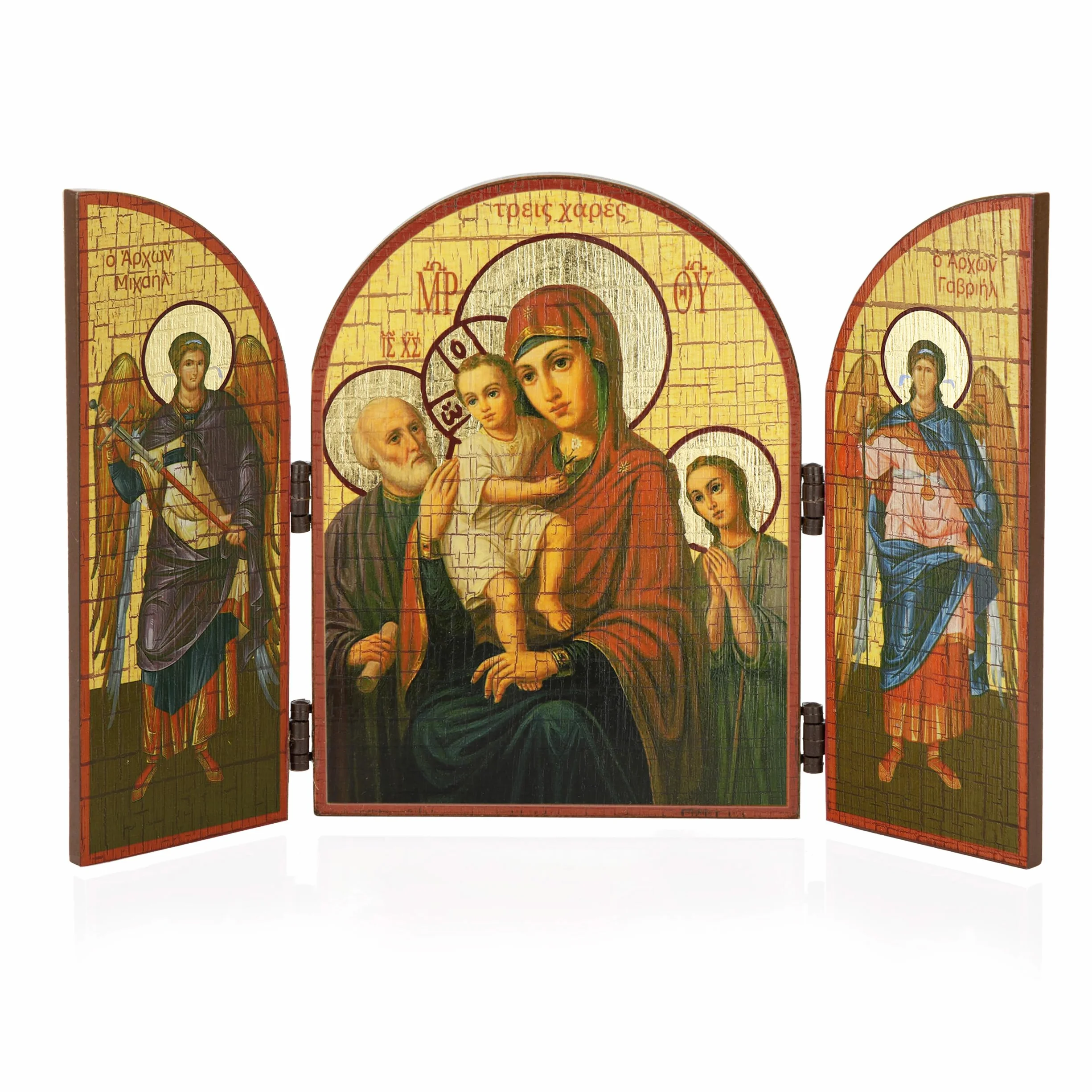 NKlaus Matka Boża trzech radości Ikona tryptyk drewno 25 x 16 cm Christian 13807