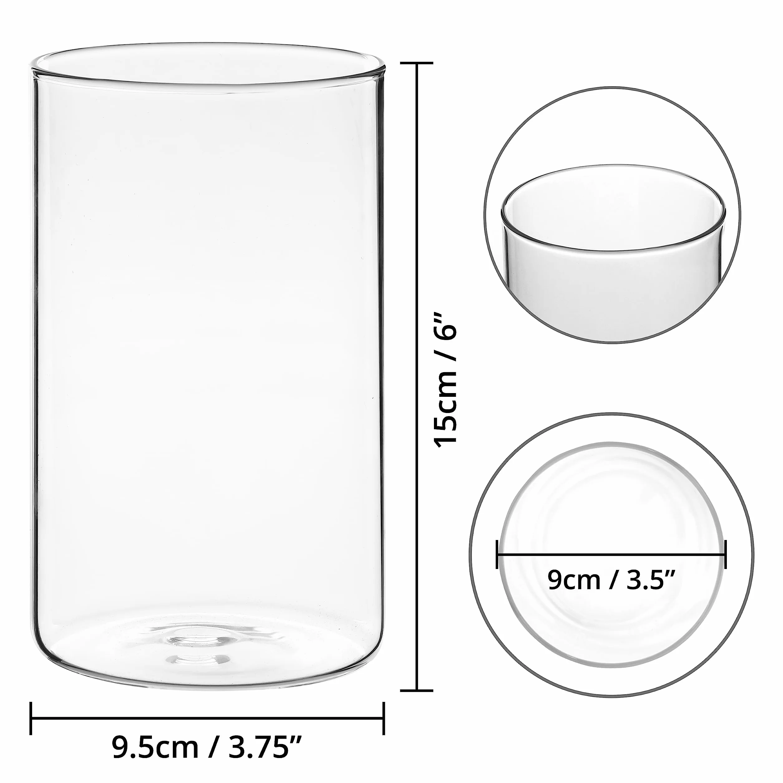 Wazy szklane dekoracyjne 15 cm 6 szt. przezroczyste cylindryczne