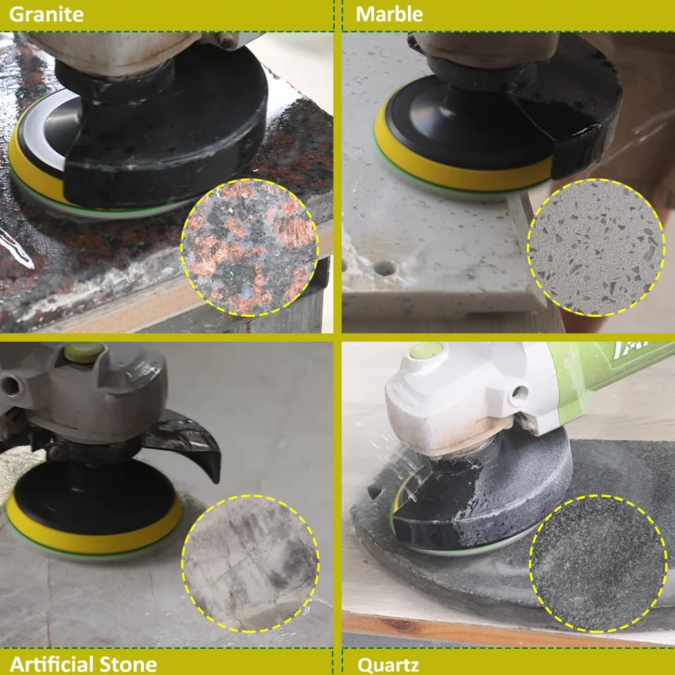 Diamentowe tarcze polerskie na mokro - diamentowe podkładki polerskie 6 sztuk 100 mm ziarnistość 50/100/200/400/800/1500 z talerzem podporowym M14 + adapter do granitu, marmuru, sztucznego