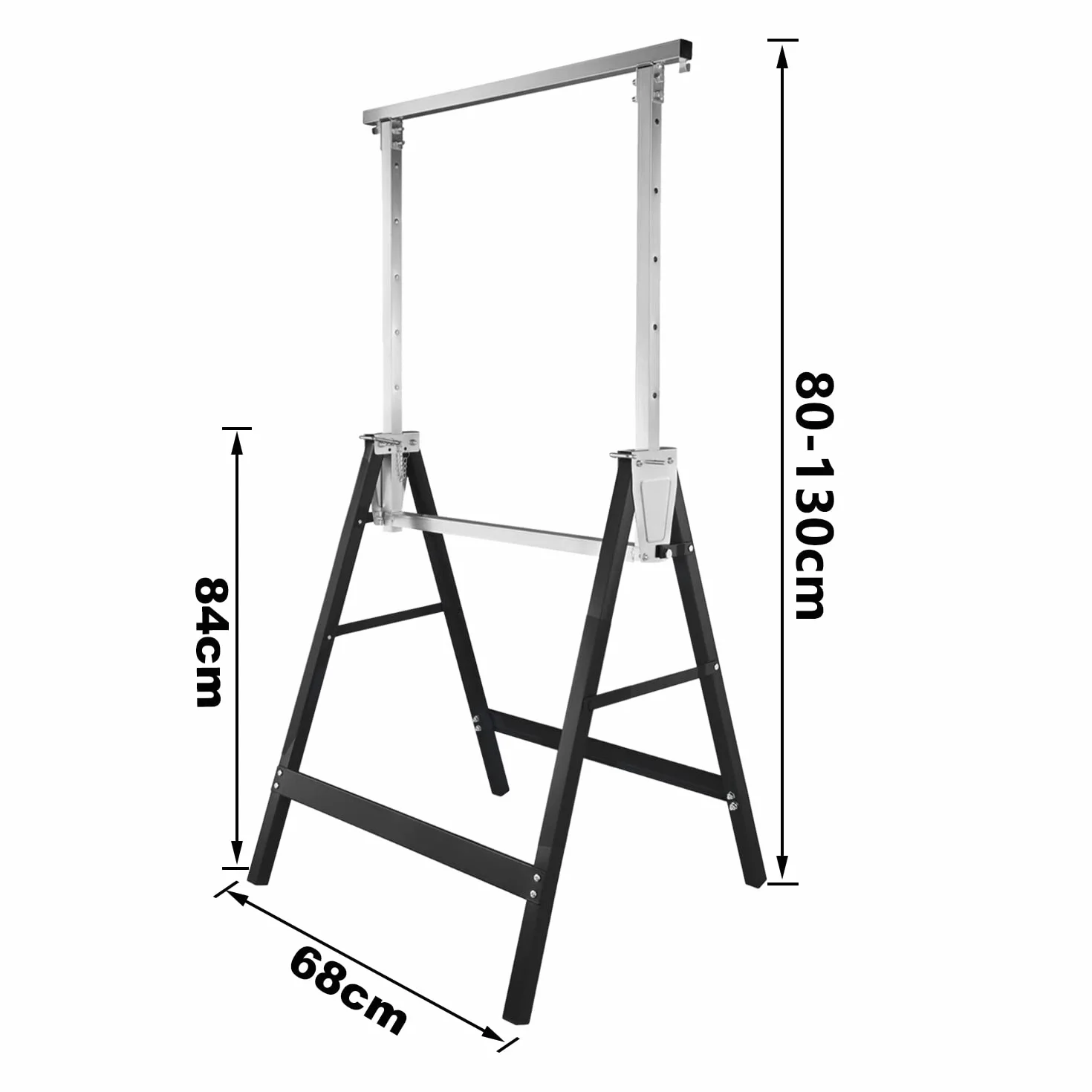 2-częściowy zestaw koziołków rusztowań, 200 kg, 7-stopniowa regulacja wysokości 81-130 cm, składany, metalowy kozioł do rusztowania, kozioł roboczy, składany, czarny