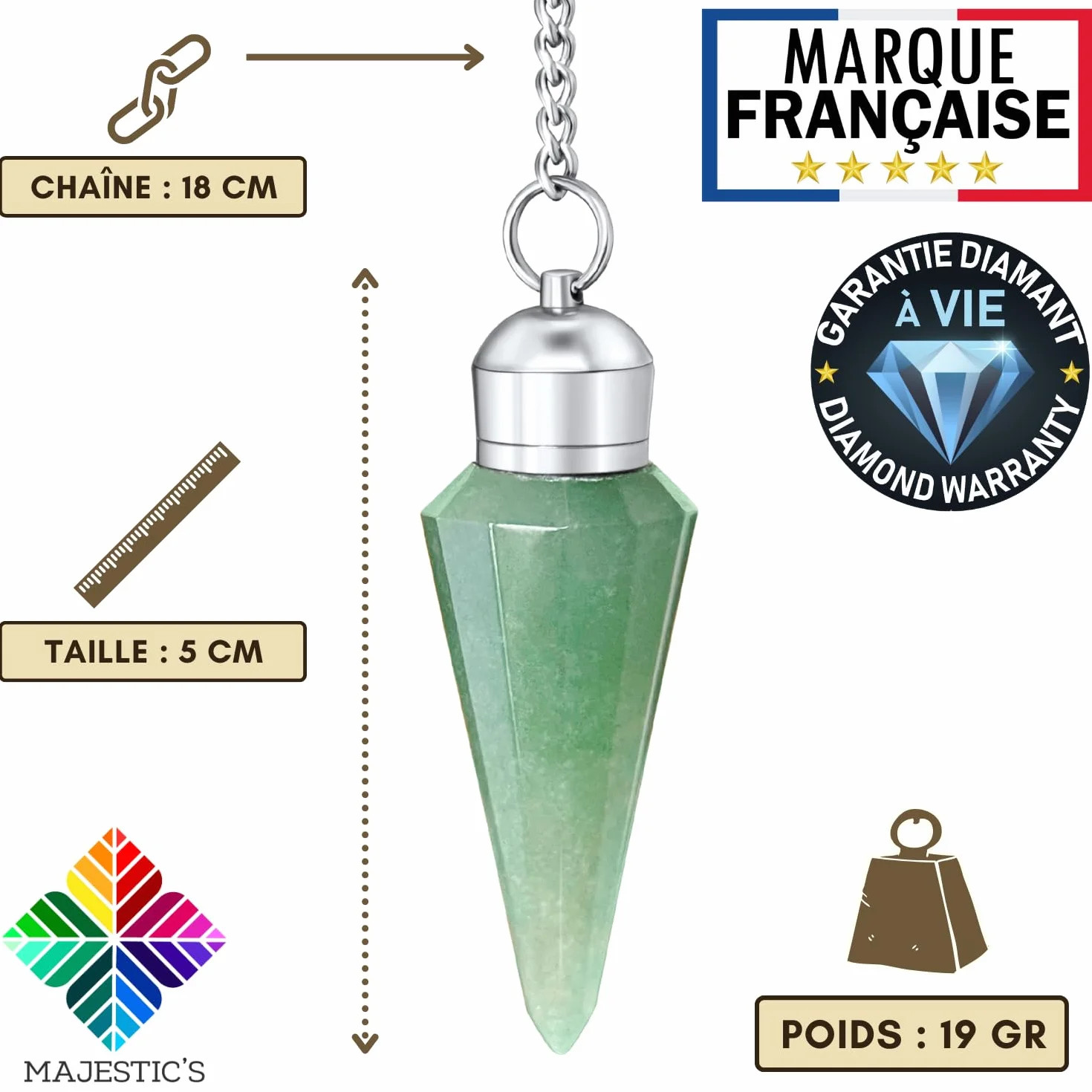 Wahadło wróżbiarskie Radiesthesie Aventurine Verte
