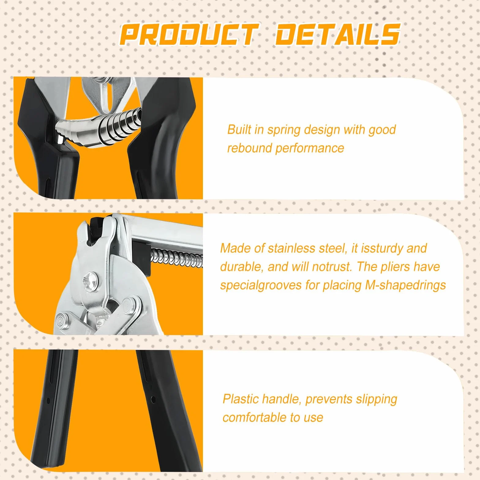 Szczypce do kiełbasy, szczypce do ogrodzenia z 600 klipsami M, szczypce do pierścieni Hog Ring Pliers, szczypce do pierścieni do paznokci, szczypce do mocowania drutu, szczypce Hog Ring