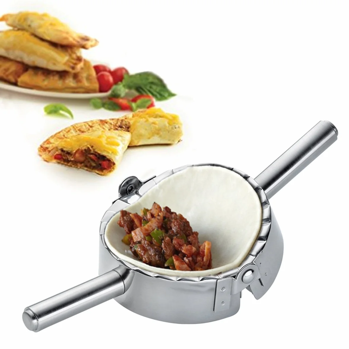 KAYCROWN Prasa do empanady 15 cm, maszyna do robienia pierogów ze stali nierdzewnej, foremka do pierogów, pierogów, pierogów, obrotów, calzone (XL: 15 cm)