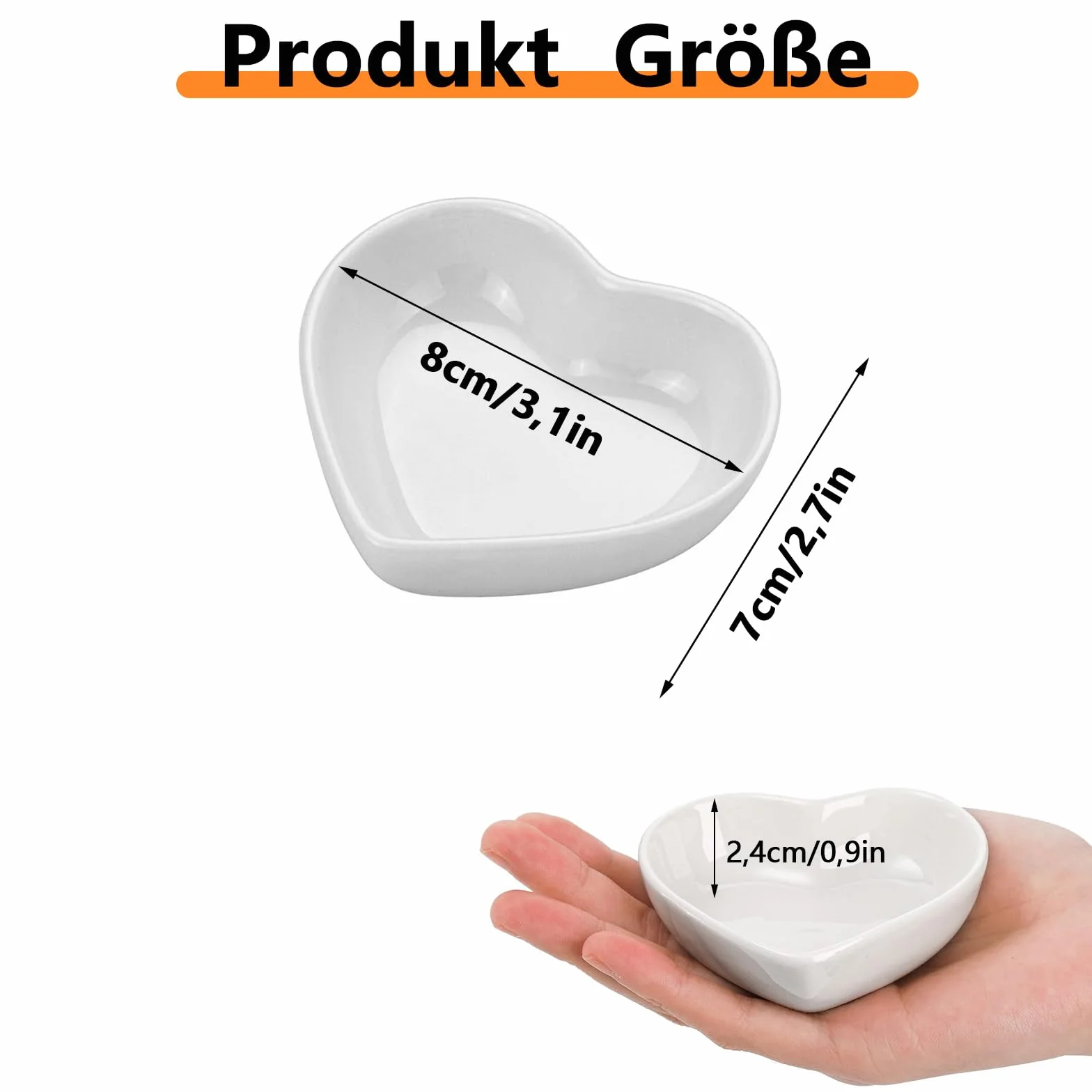 Zestaw ceramicznych misek do dipów w kształcie serca, 6 sztuk dań do sosu sojowego, mini miski, przypraw, do sushi, przypraw, naczyń do serwowania