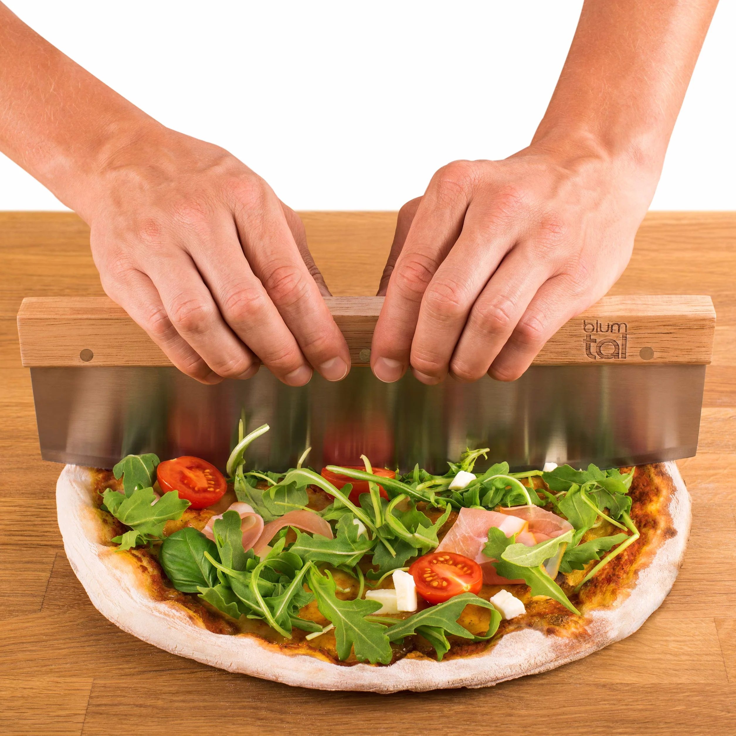 Blumtal Nóż do pizzy ze stali nierdzewnej - Profesjonalny nóż do pizzy z ostrzem ze stali nierdzewnej o długości 32 cm - Nóż do krojenia pizzy z drewnianym uchwytem - Ostry nóż do pizzy