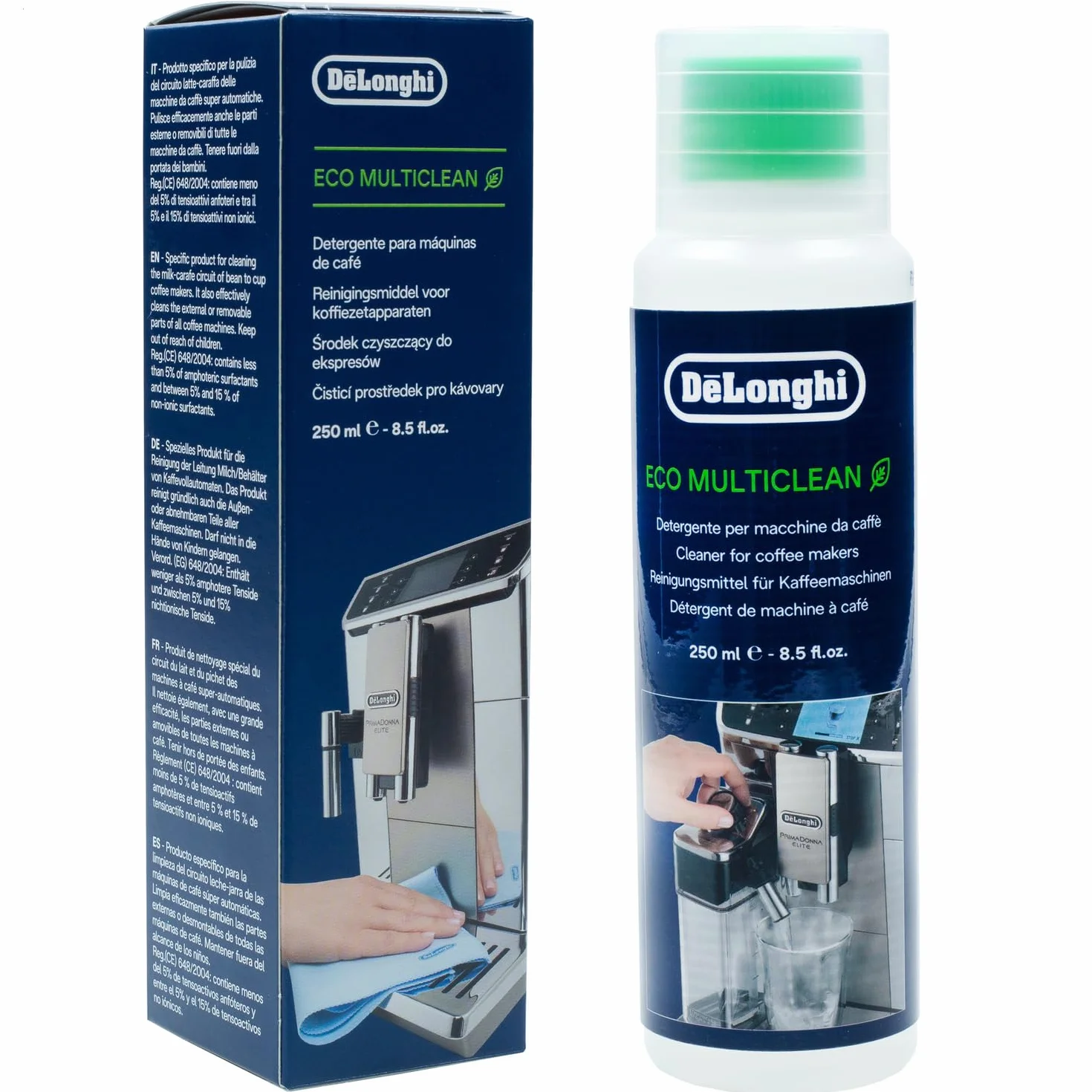 Aquafloow Zestaw Pielęgnacyjny kompatybilny z DeLonghi – 3x Filtr Wody (za DLSC002), EcoDecalk Odkamieniacz (500ml) & Eco MultiClean (250ml) – Kompletny Pakiet Serwisowy