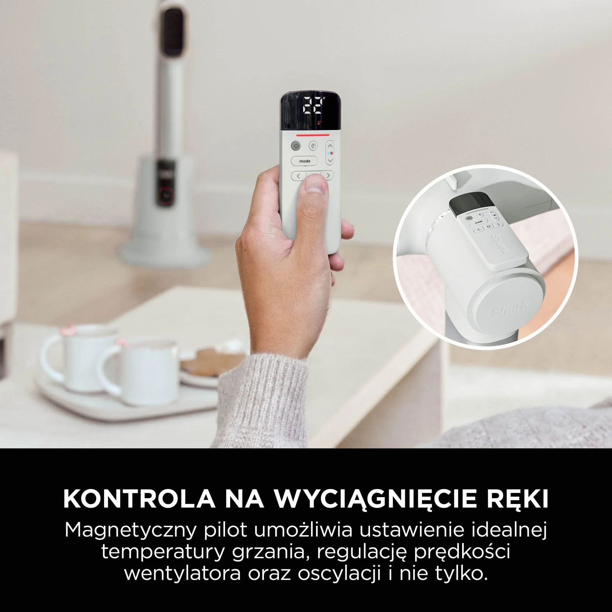 Shark TurboBlade Cool + termowentylator, podwójny wentylator i nagrzewnica, z pilotem zdalnego sterowania, perłowy, TH200EUWH