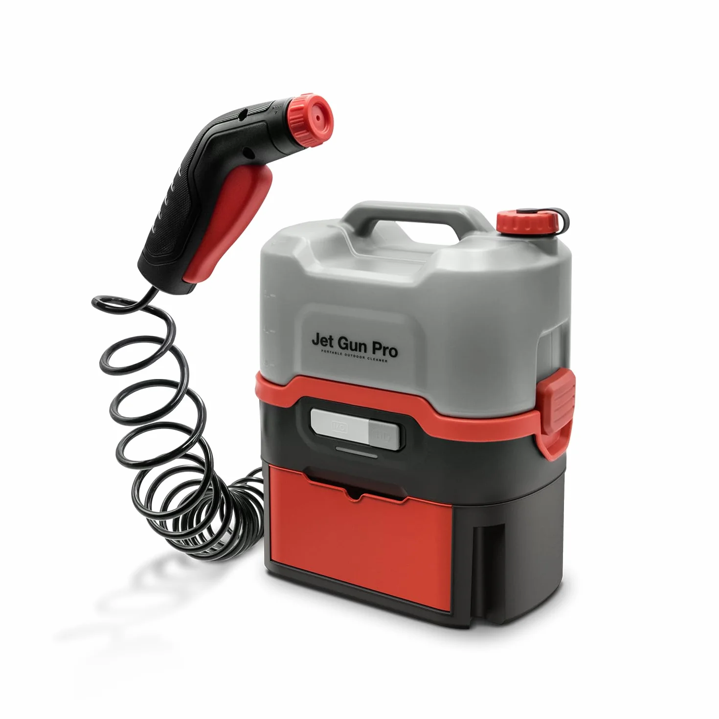 ERRECOM JET GUN PRO+, Przenośna Myjka Ciśnieniowa zasilana akumulatorem z szufladką na akcesoria, zbiornik na wodę 8 L, wąż spiralny 3 m, waga 2,9 kg