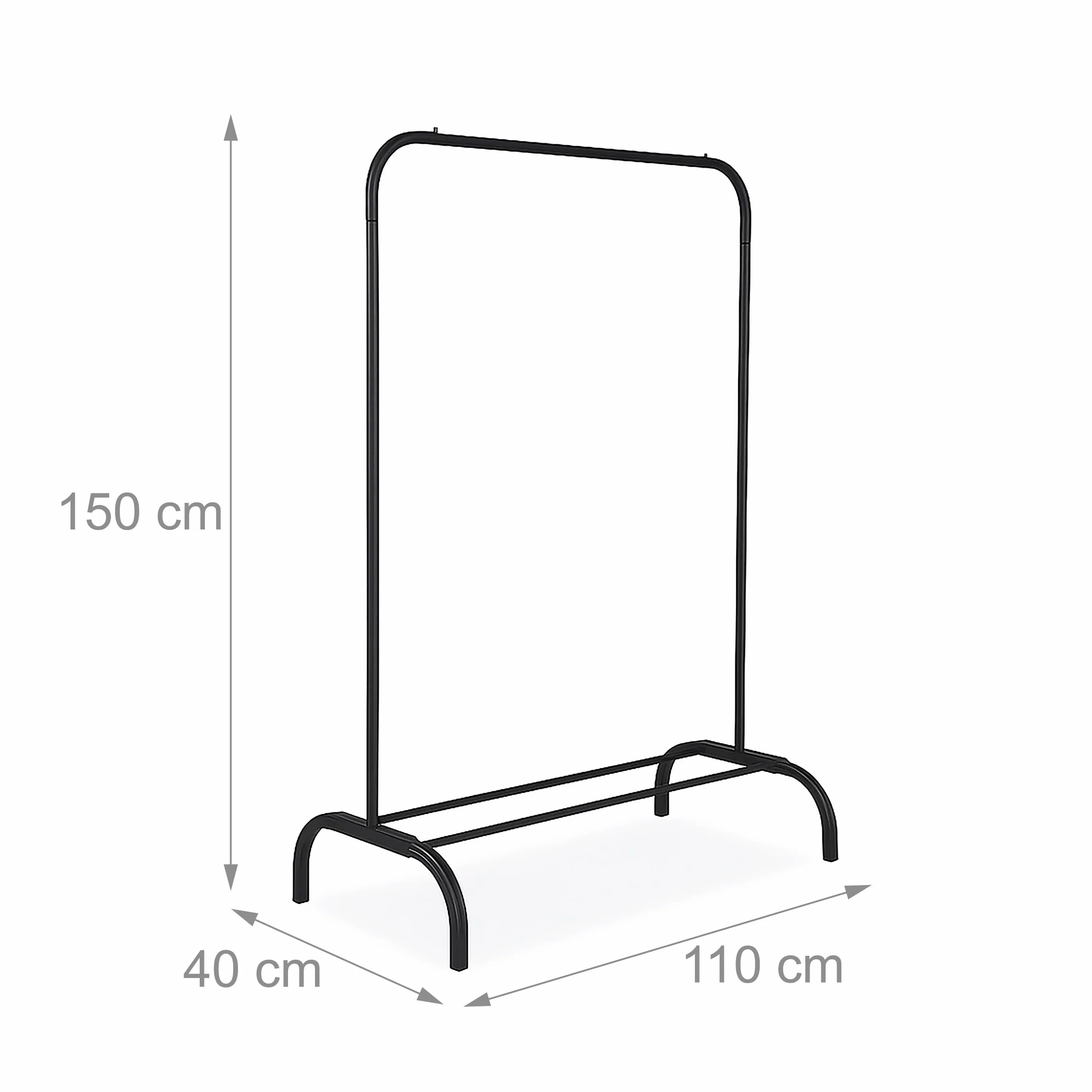 Relaxdays Wieszak na ubrania 150 x 110 x 40 cm metal czarny
