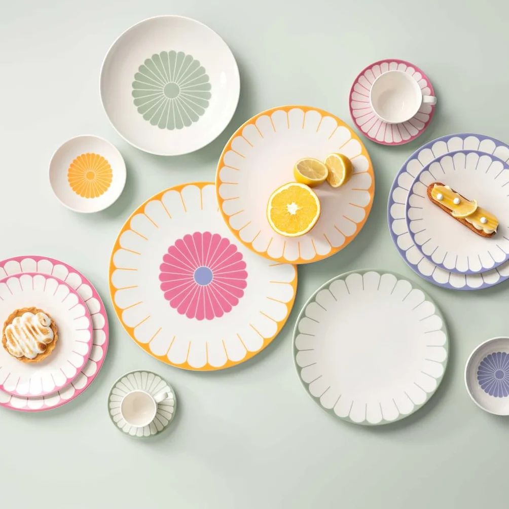 Villeroy & Boch Talerz obiadowy Fleur Soleil, żółty, nadaje się do mycia w zmywarce, nadaje się do kuchenki mikrofalowej, duży talerz, naczynia ceramiczne, możliwość układania w stos, pomarańczowy