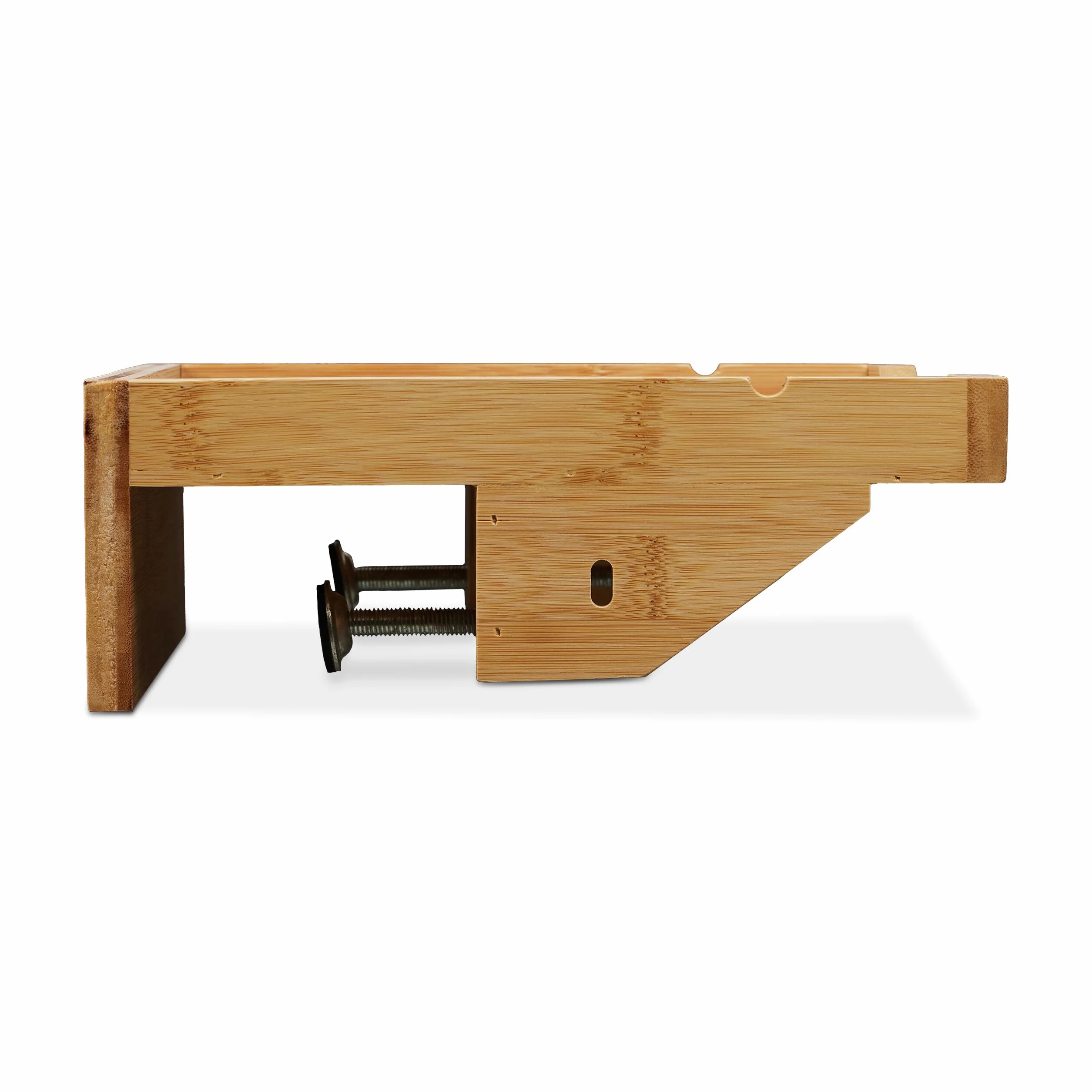 Relaxdays Półka na łóżko, mini stolik nocny z zaciskiem, do łóżka i łóżka piętrowego, wys. x szer. x gł.: 9 x 36 x 25,5 cm, z bambusa, kolor naturalny