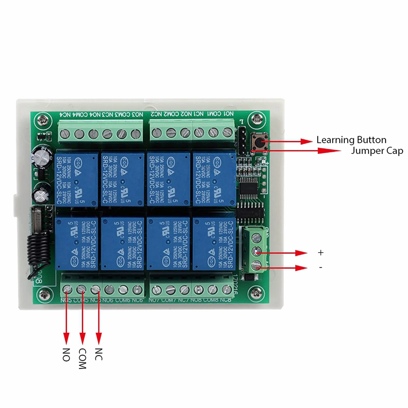 Drahtlose 12-V-DC-Fernbedienung 433 MHz kabelloser 8-Kanal-100-M-Abdeckungsempfänger mit Sender für Licht, Wasserpumpe, Heizung, Garagentor-Toröffner