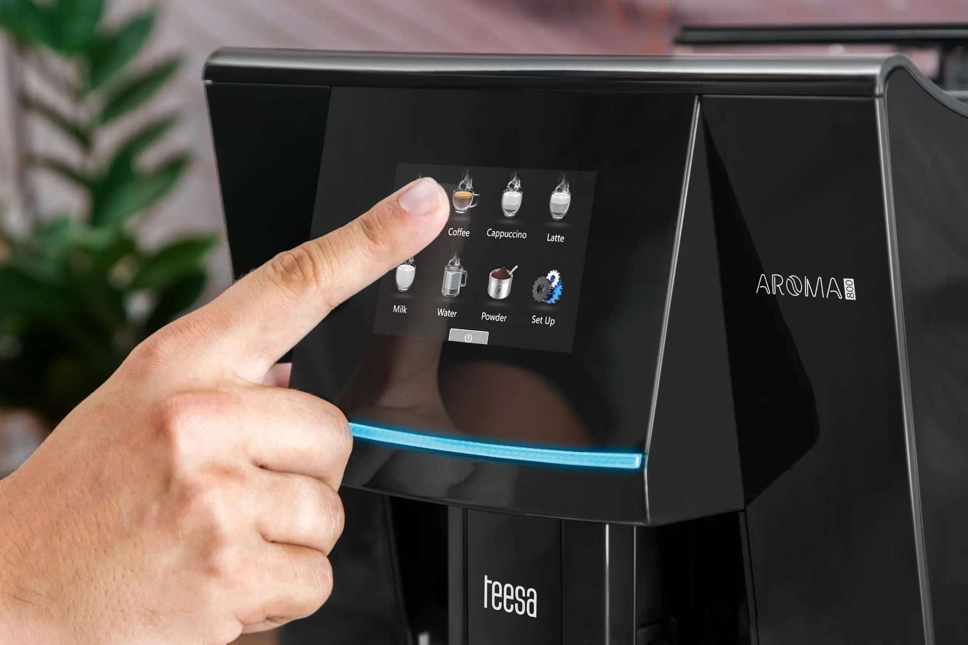 Teesa Automatyczny Ekspres do Kawy AROMA 800 z Młynkiem i Spieniaczem do Mleka Ciśnienie 19 barów Czarny TSA4008