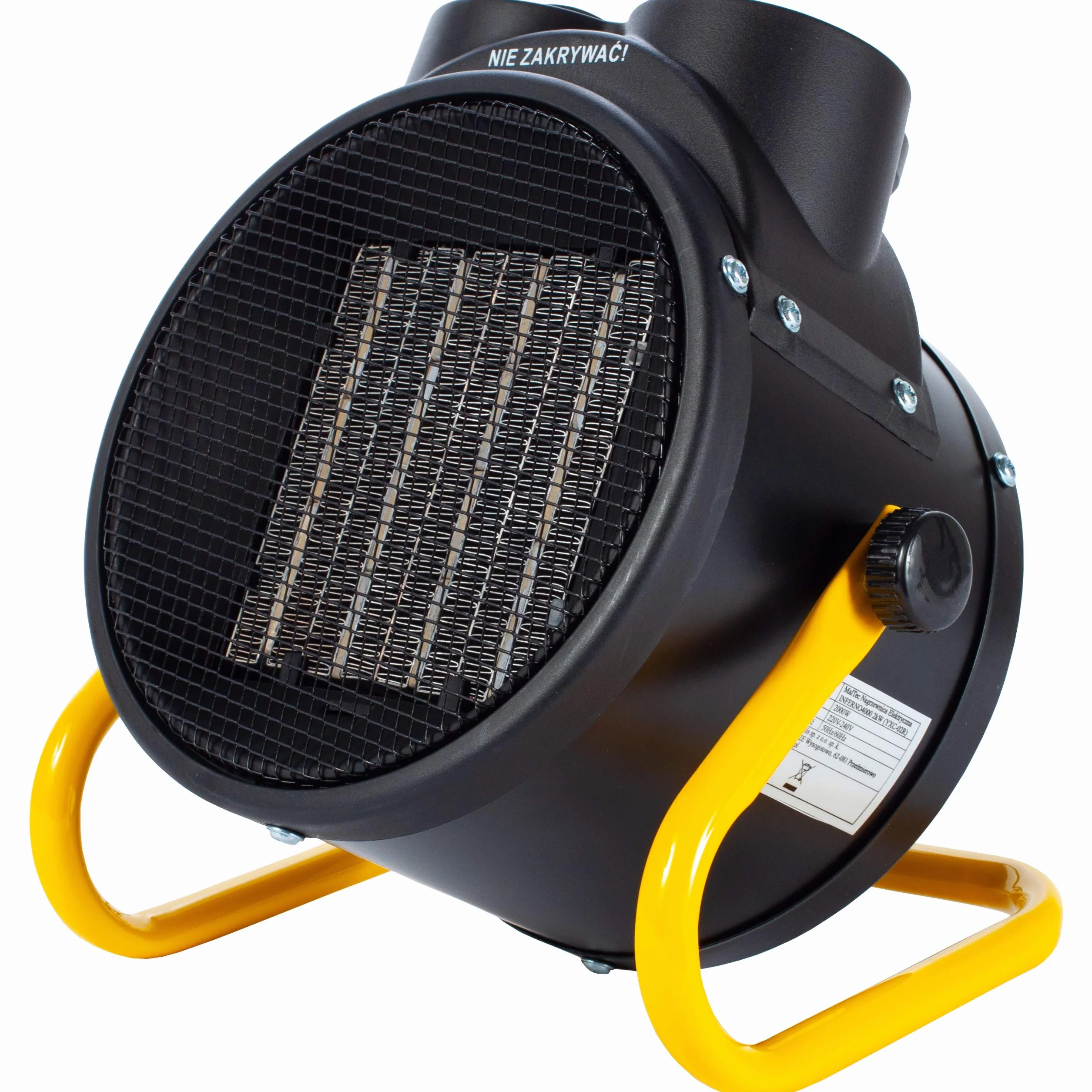 MalTec 5901924219934 Nagrzewnica Elektryczna INFERNO4000 | Grzejnik Elektryczny | Farelka | Regulacja Wentylatora | Termostat | Ceramiczne Elementy | Uchwyt | Duża Moc 2kW