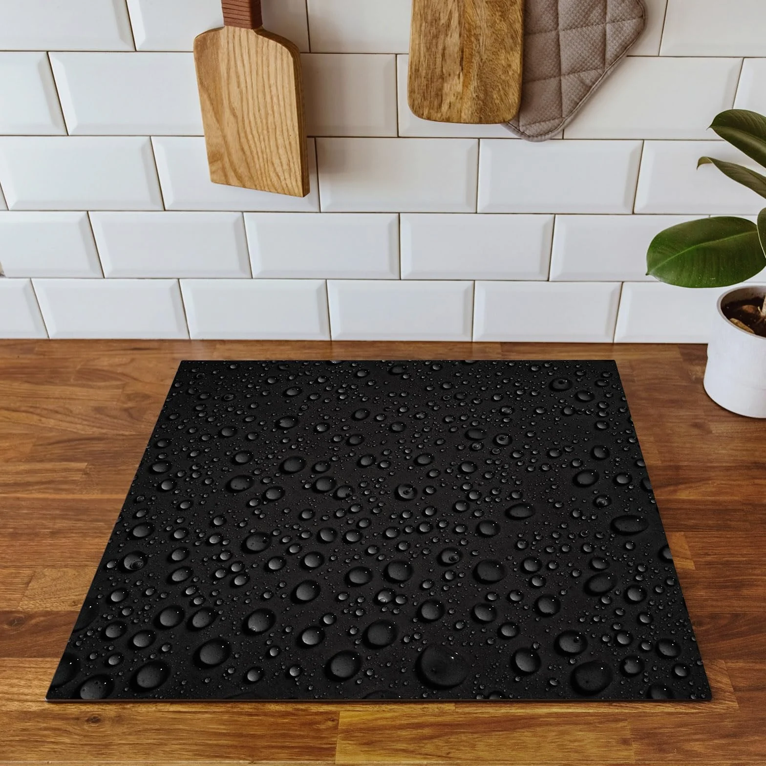 TMK ArtDeko Mata ochronna na kuchenkę indukcyjną 60x52 cm - Mata antypoślizgowa na blat - Płyta ochronna zwijana - Dekoracja do kuchni - Więcej miejsca - Krople