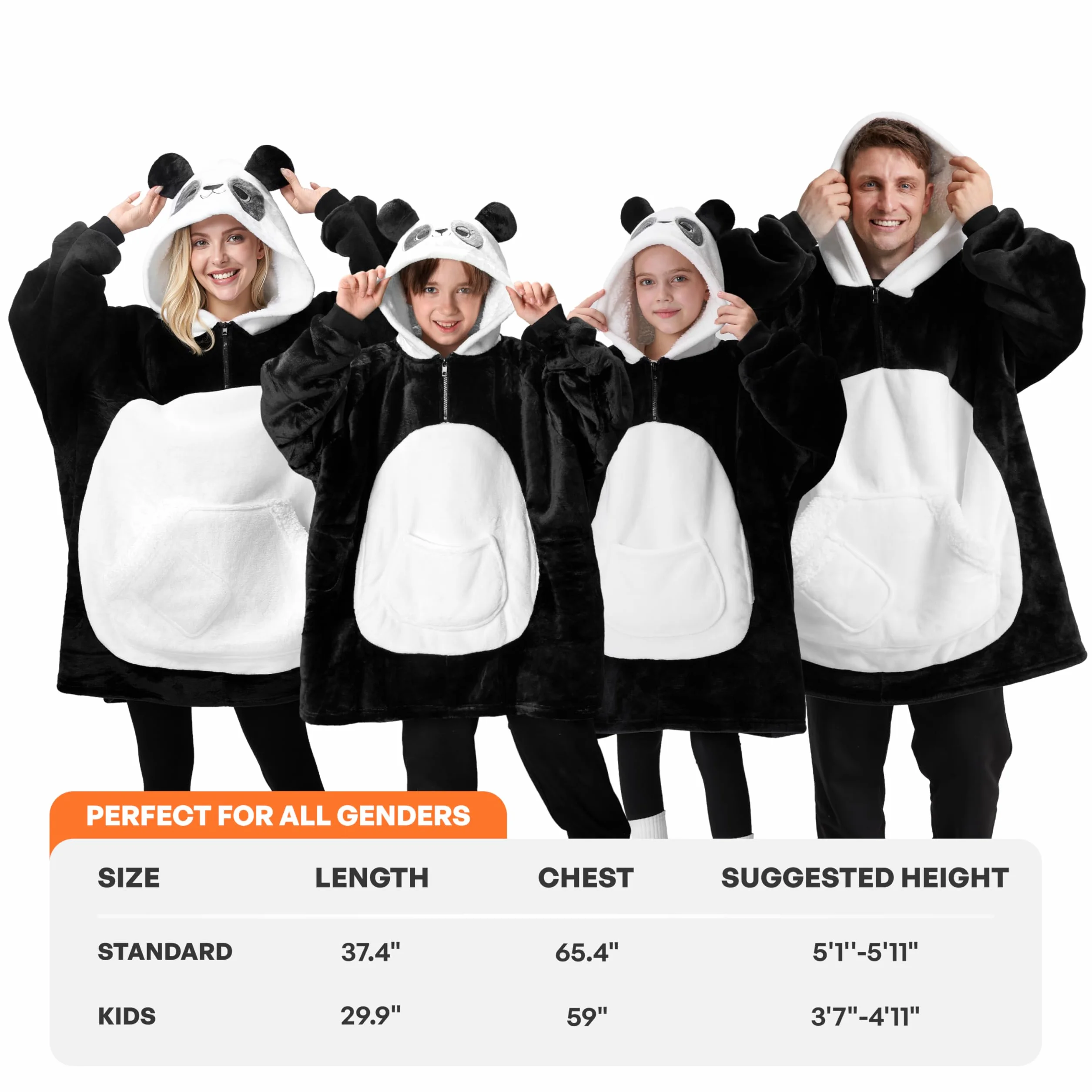 Giggling Getup Koc do noszenia dla dorosłych - Panda, Czarno-biały, rozmiar uniwersalny