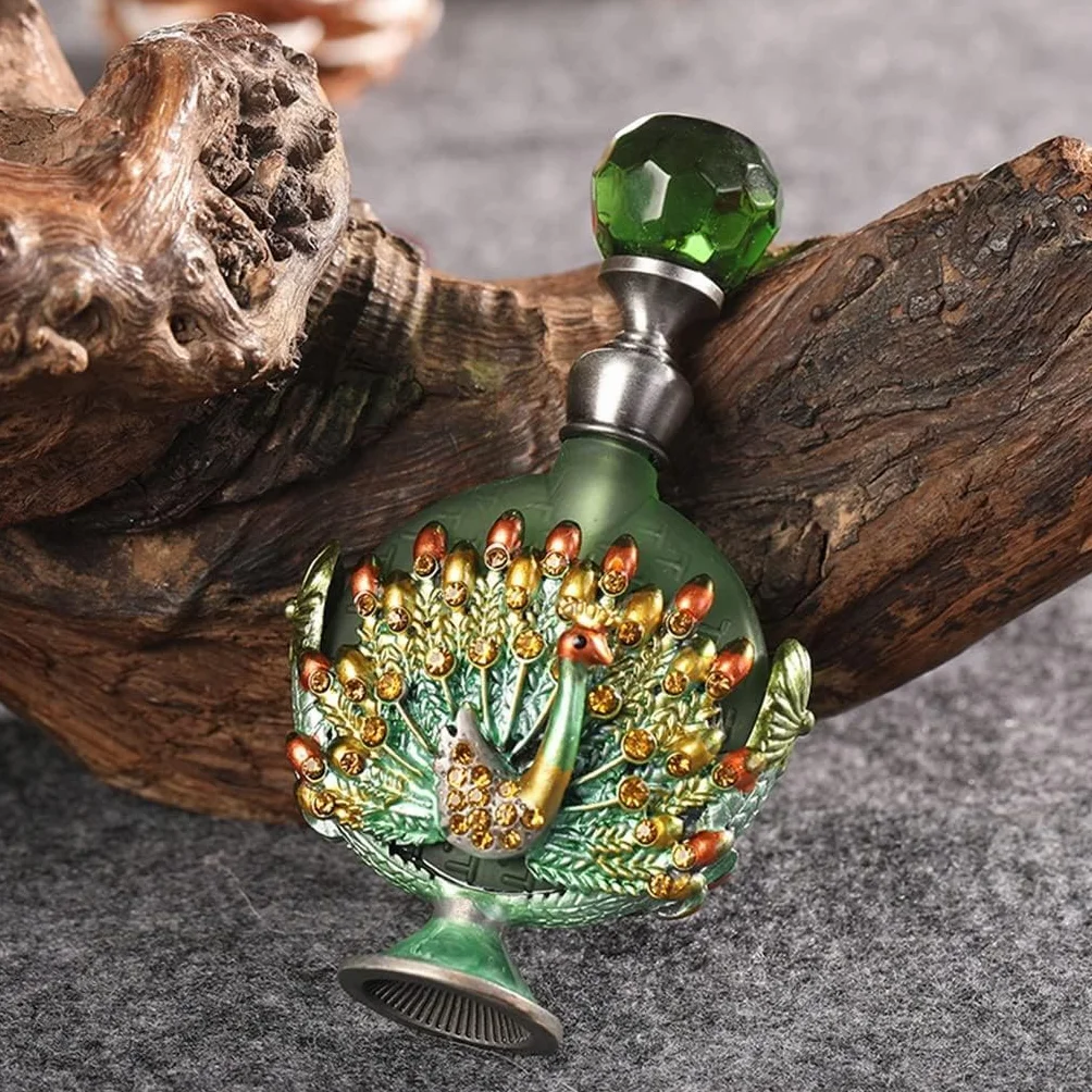 Butelka na perfumy vintage, pusta butelka na perfumy, 7 ml szklana butelka na perfumy Peacock (zielona)(Green)