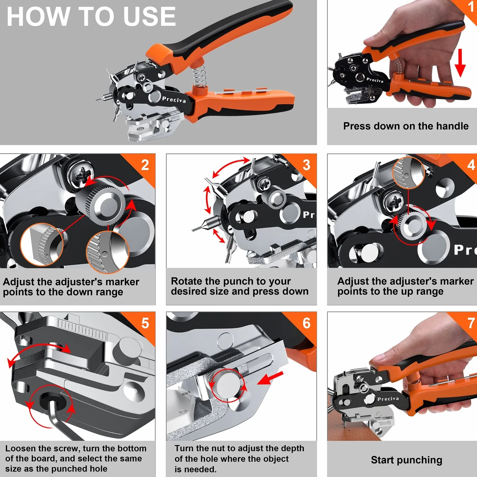 Szczypce do dziurkowania tkaniny, skóry, tektury, profesjonalne szczypce rewolwerowe, okrągłe, 2–2,5–3–3,5–4–4,5 mm