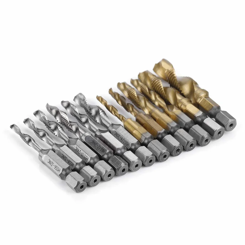 12 szt. M3 M10 Hex Nk Plated Hss S Gwint I Wiertła do Gwintowania Funkcja Encjalna Te Wiertła I Gwintowniki Hss Arm5 Zestaw wierteł do Gwintowników Zestaw wierteł do Gwintowników