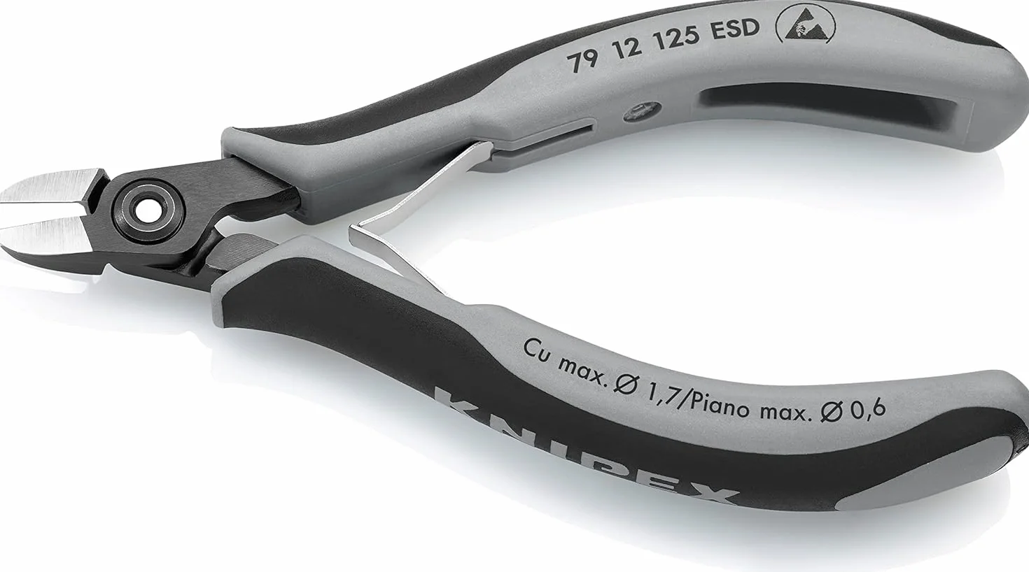 KNIPEX Precyzyjne szczypce tnące boczne dla elektroników ESD z osłonkami wielokomponentowymi 125 mm, 79 12 125 ESD