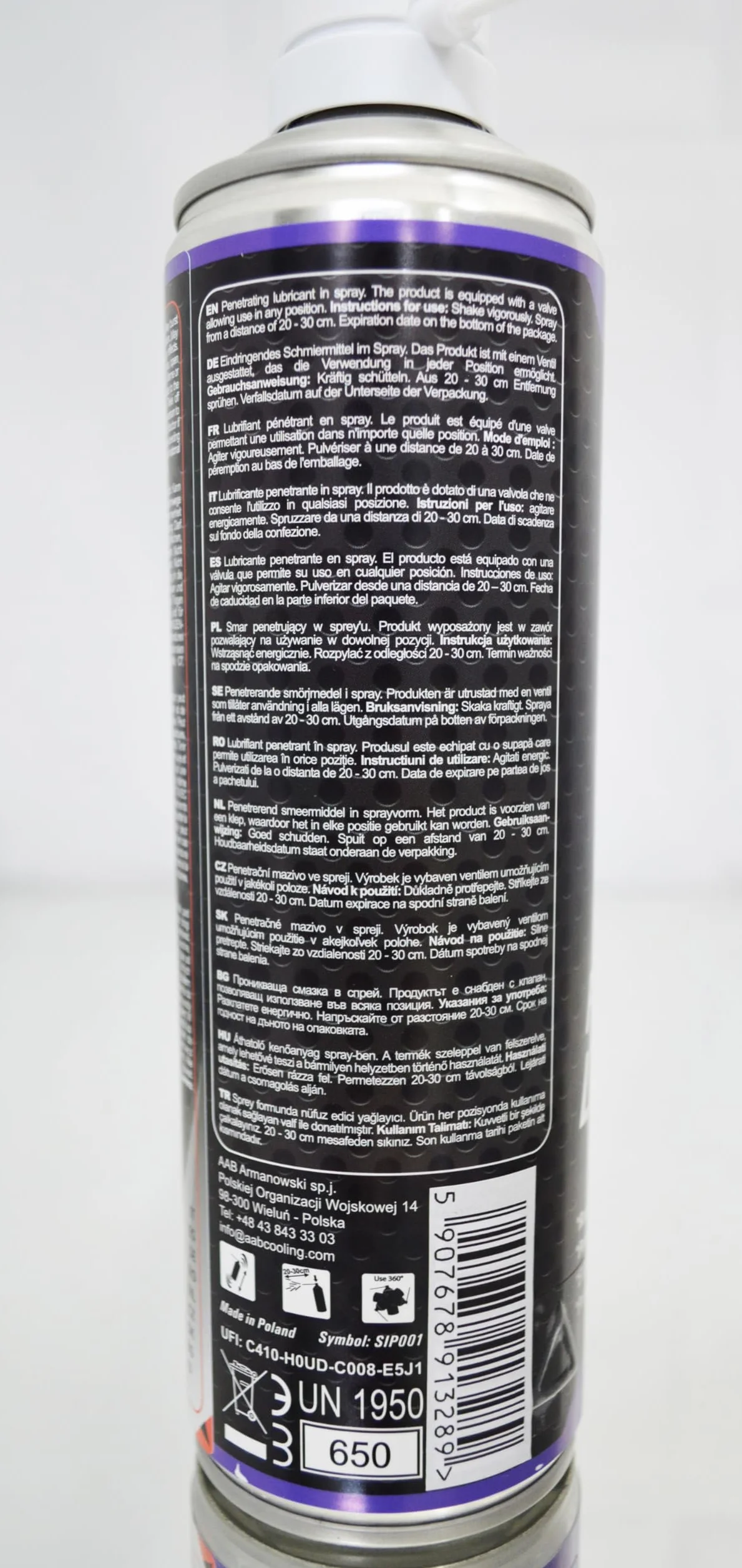 AABCOOLING HPL 100S Penetrating Lubricant Spray 500ml Smar uniwersalny przeciw wilgoci, Smar, Łańcuch, Zawiasy, Motocykl, Samochód, Produkt wielofunkcyjny, Eliminuje skrzypienie K2