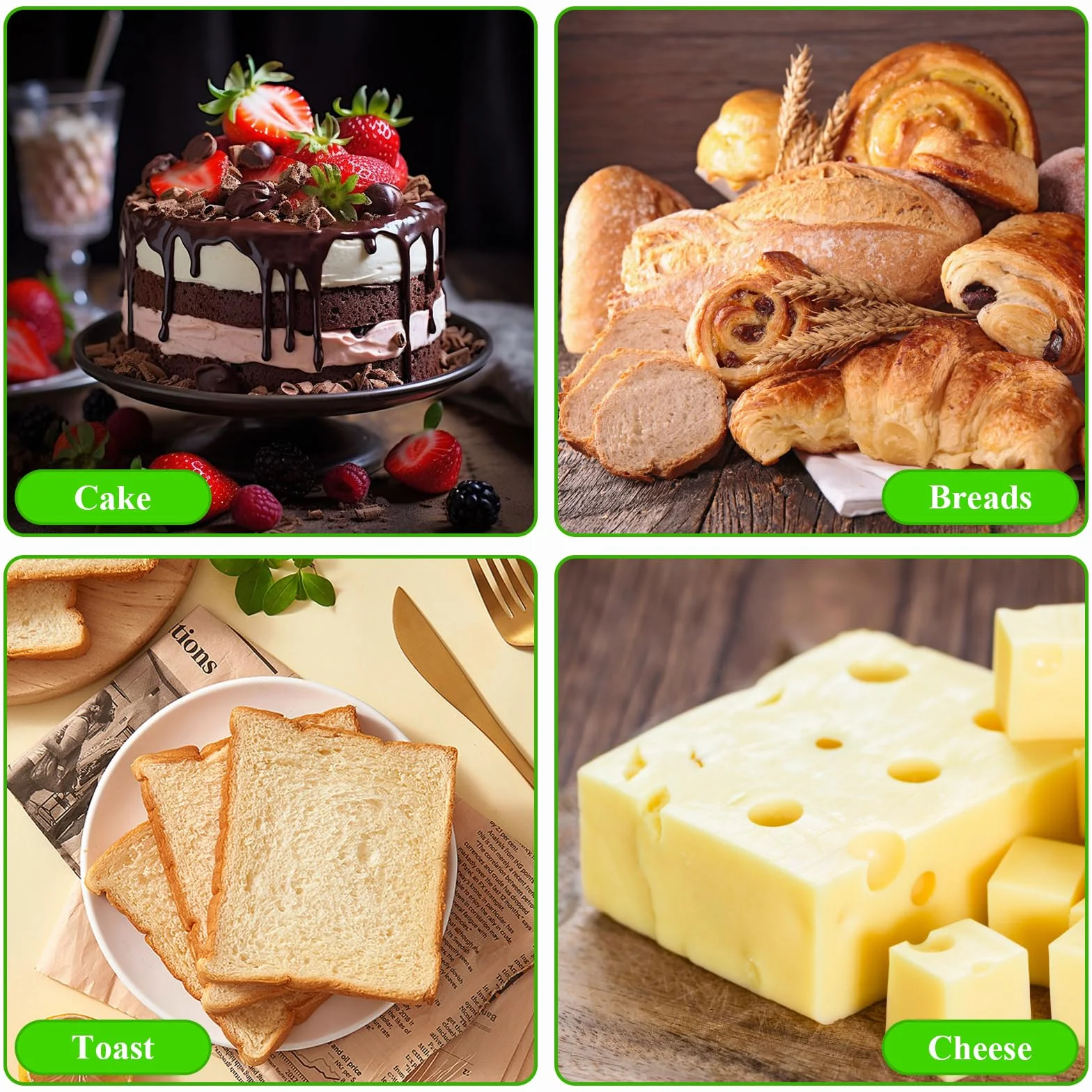 4 sztuki krajalnic do tortów, ze stali nierdzewnej, z regulacją wysokości, z piłą do tortów, akcesoria do pieczenia tortów ze skrobakiem do kremów, do warstw, ciasta i chleba (32 cm)