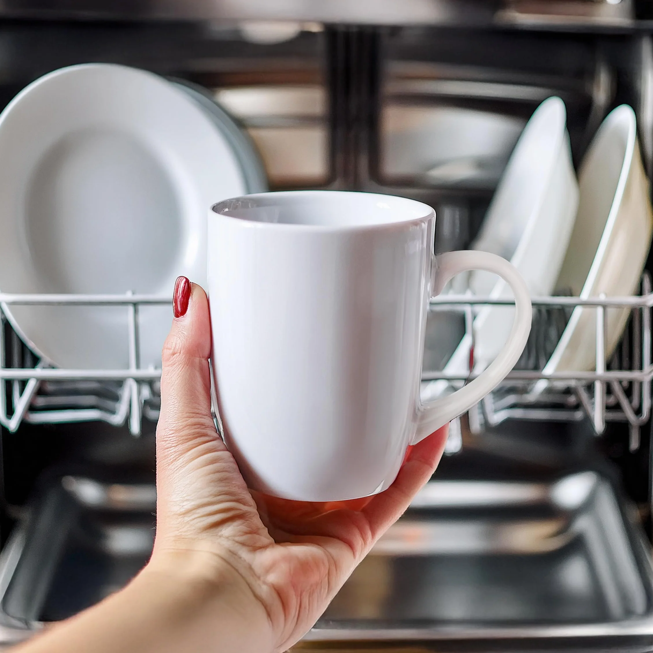 Glasmark Krosno Zestaw Kubków Ceramicznych 0,3 Litra Do Picia Kawy i Herbaty Z Uchem - Akcesoria Kuchenne Białe 6 x 300 ML