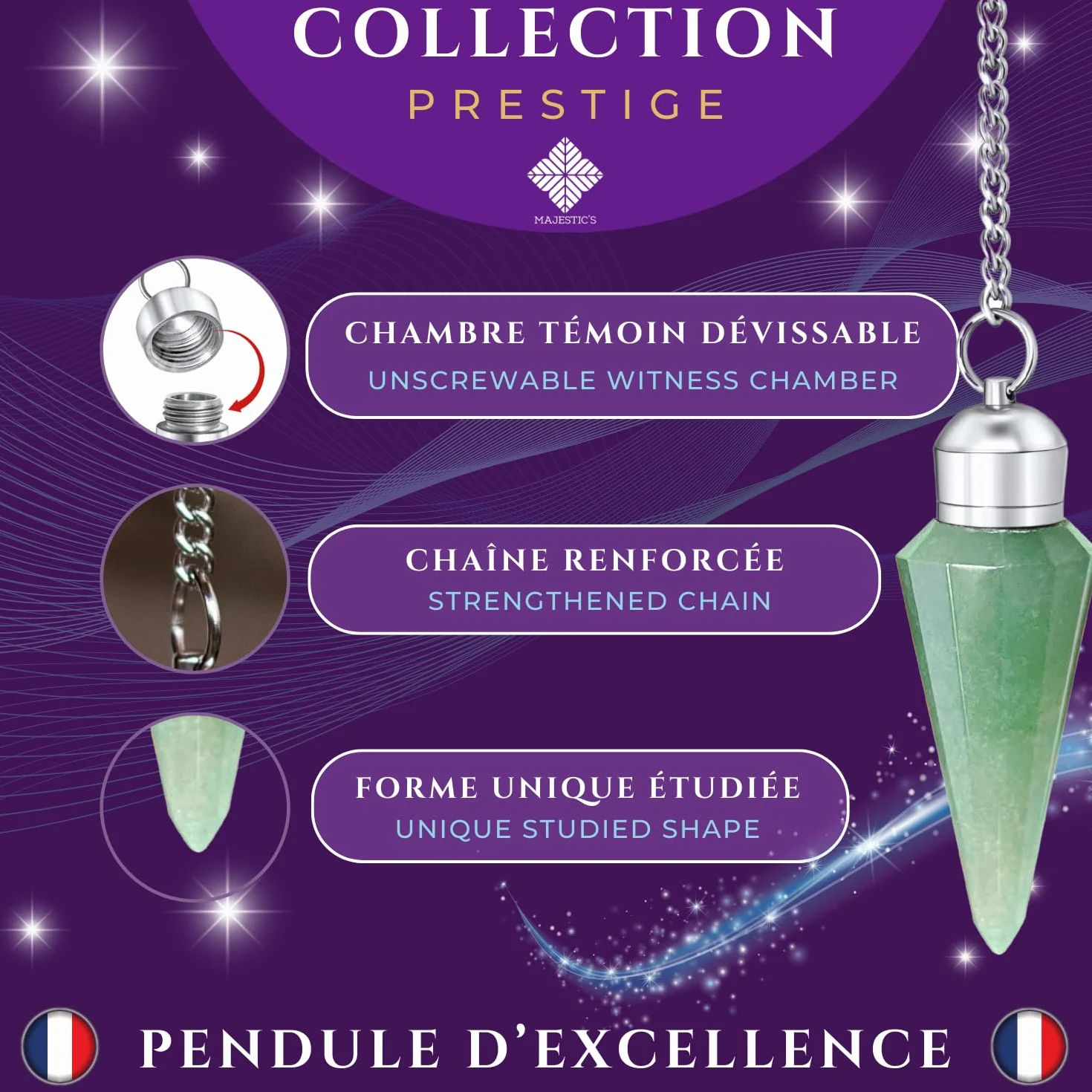 Wahadło wróżbiarskie Radiesthesie Aventurine Verte