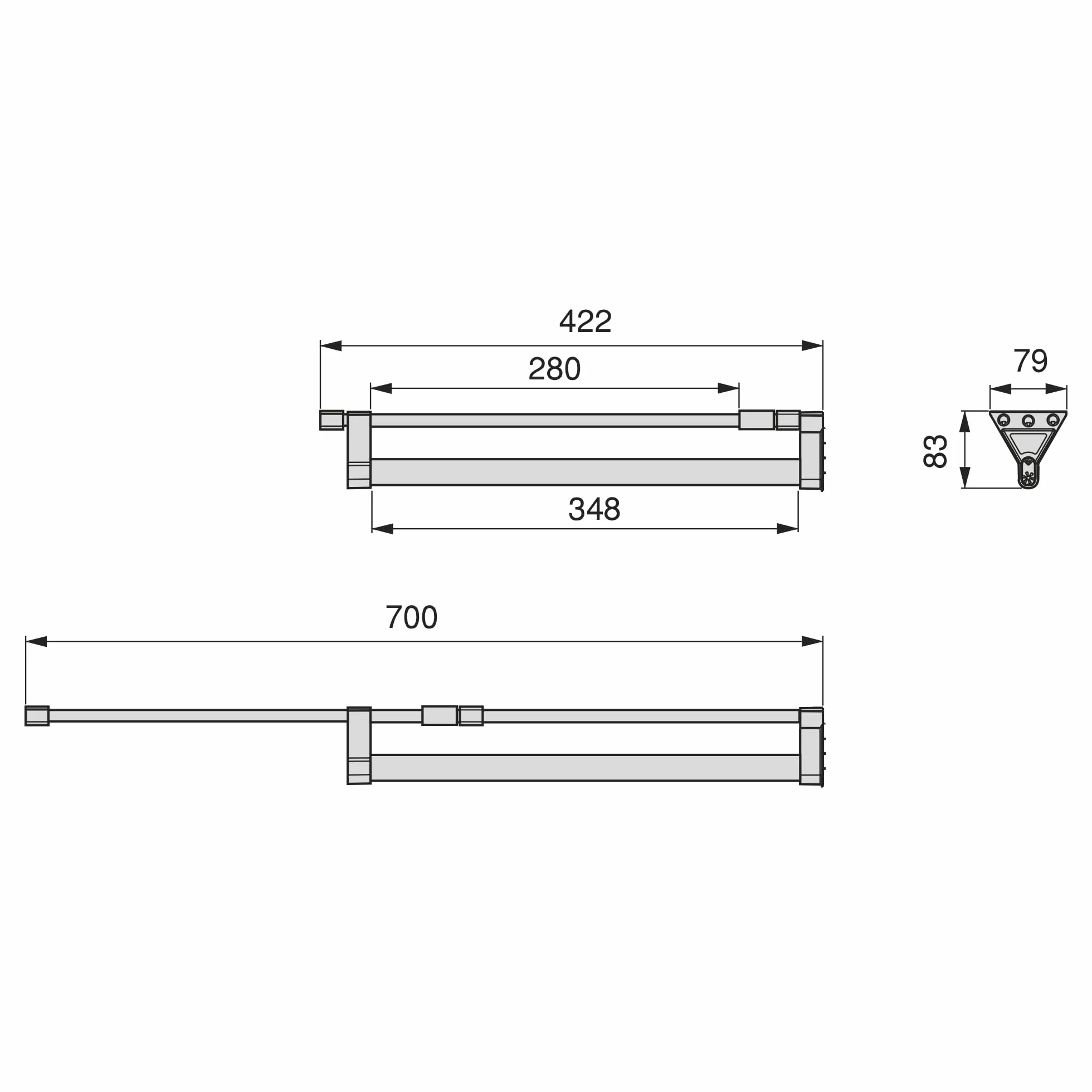 Emuca - Wysuwany wieszak do szafy lub garderoby, 350 mm, Anodyzowany mat, Aluminium