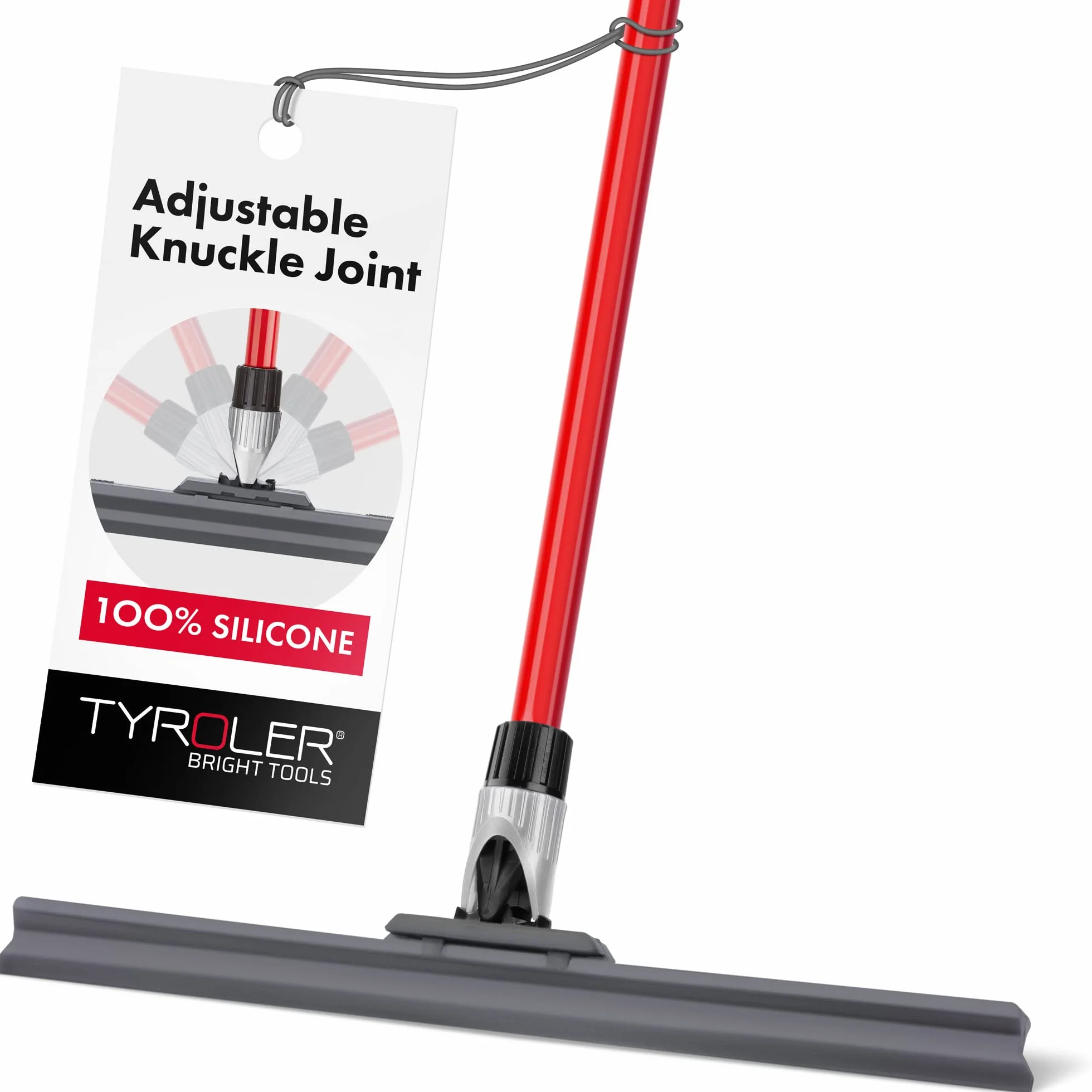 Tyroler Silikonowa Ściągaczka podłogowa, 45 cm, 100% silikonowa, antykorozyjna, 4-częściowy uchwyt, podłoga rakla do prania, łazienki, tarasu i garażu
