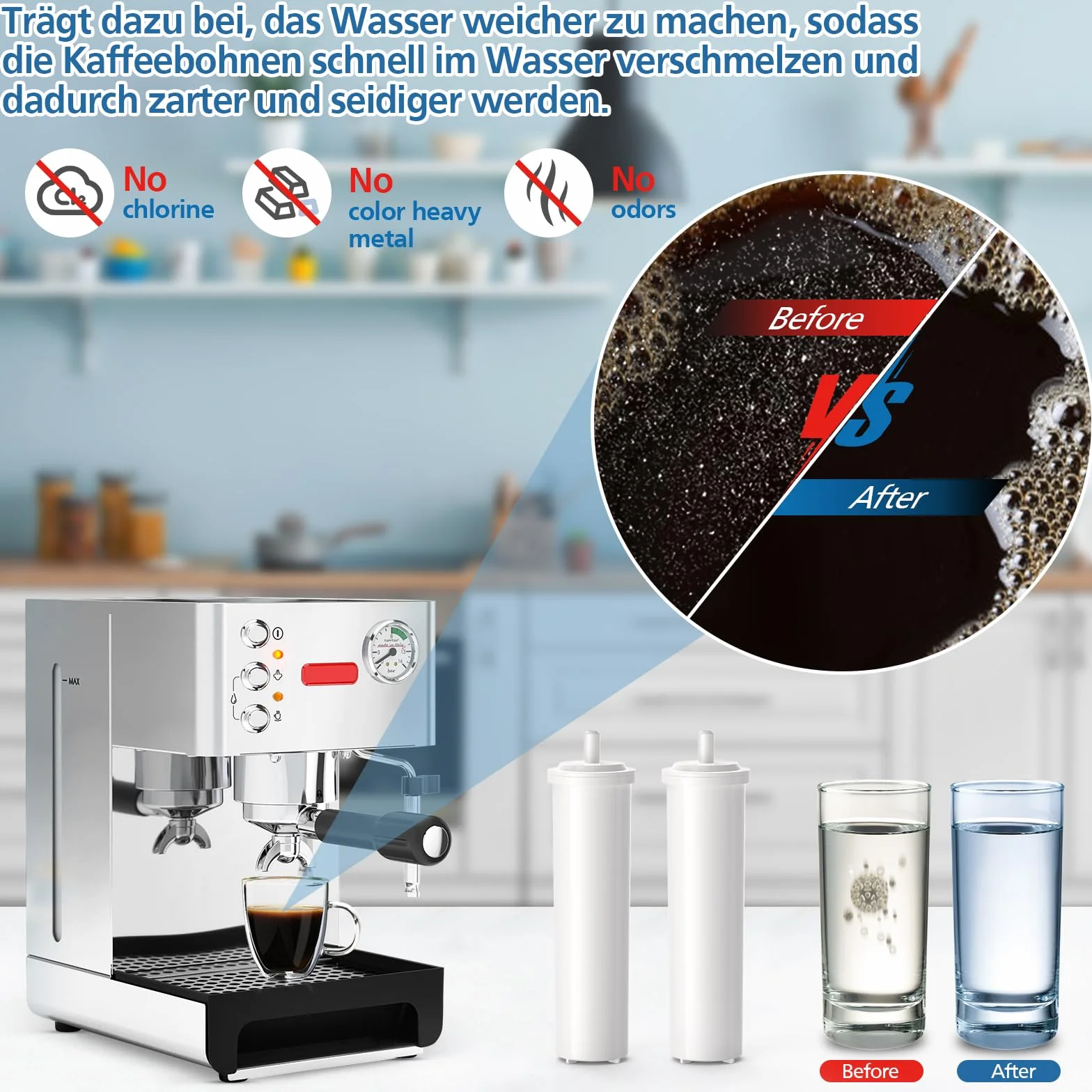 Wymienny filtr wody, kompatybilny z ekspresami do kawy LELIT, PLA930M, zmiękczacz wody, filtr wody z żywicy, do ekspresów do kawy LELIT (2 sztuki)
