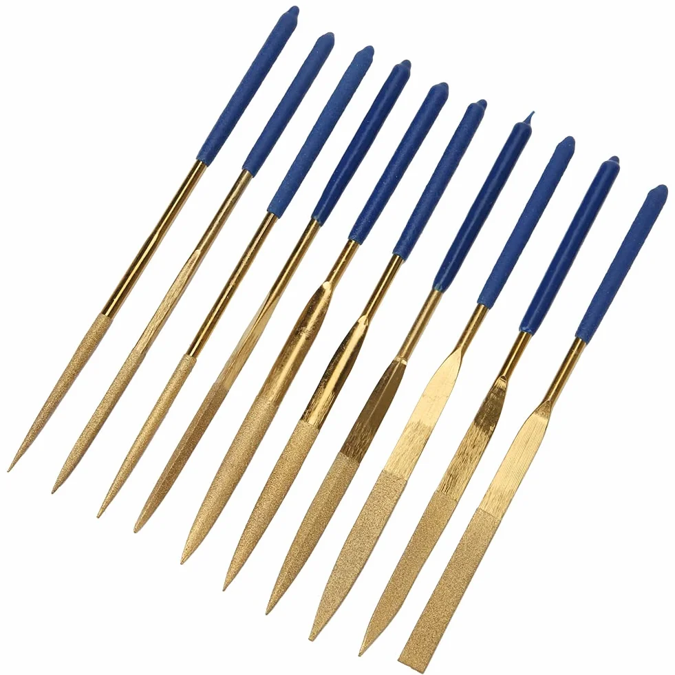 Pilnik Diamentowy, 10 Sztuk/Zestaw 4x160mm Pilnik Diamentowy, Mini Stal Pokryta Tytanem Pilnik środkowy grubość Diamentów Zestaw Pilników Igłowych do Uchwytów Pilników
