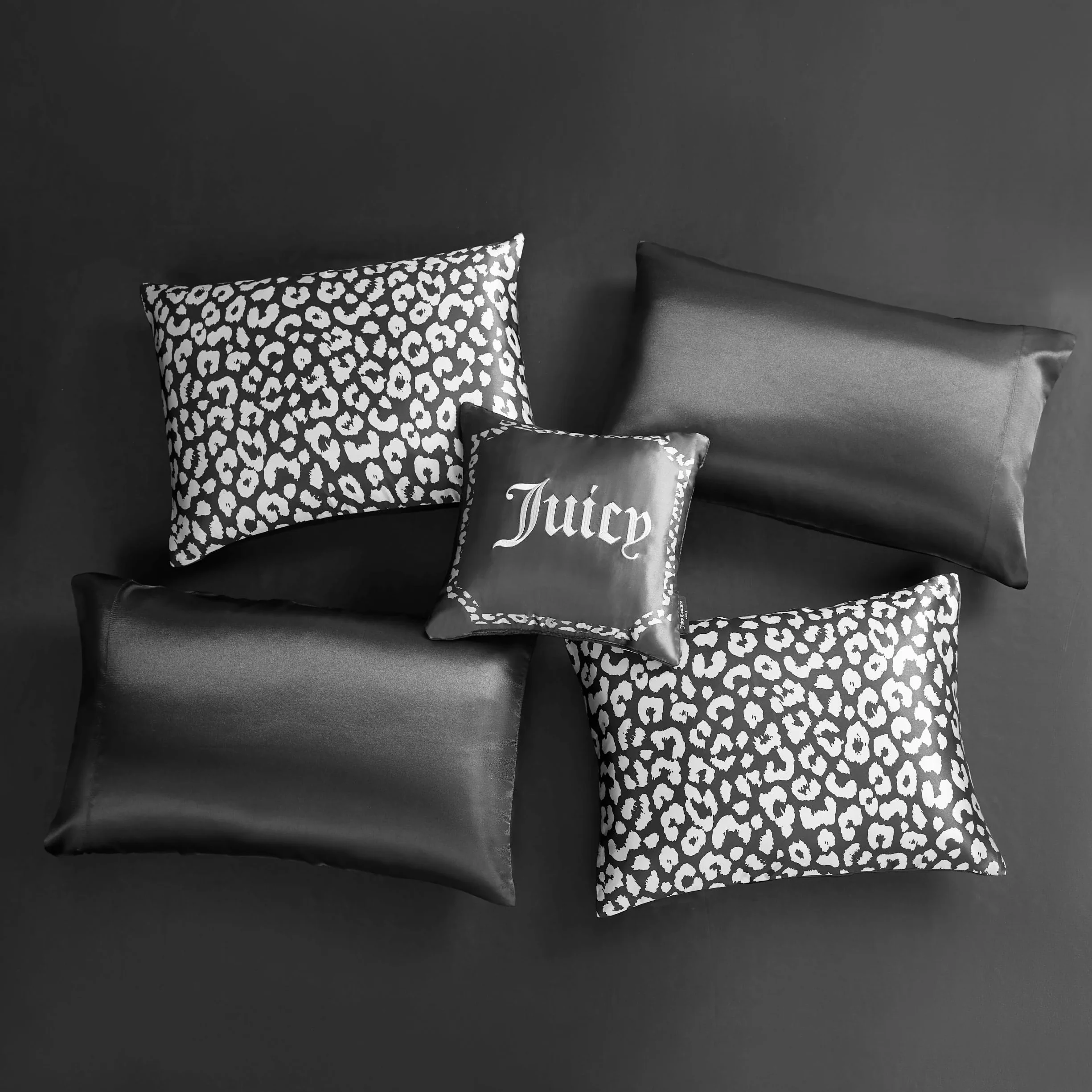 Juicy Couture Nowoczesny zestaw pościeli z satyny w panterkę - luksusowe łóżko w torbie - miękka i stylowa 8-częściowa kolekcja pościeli