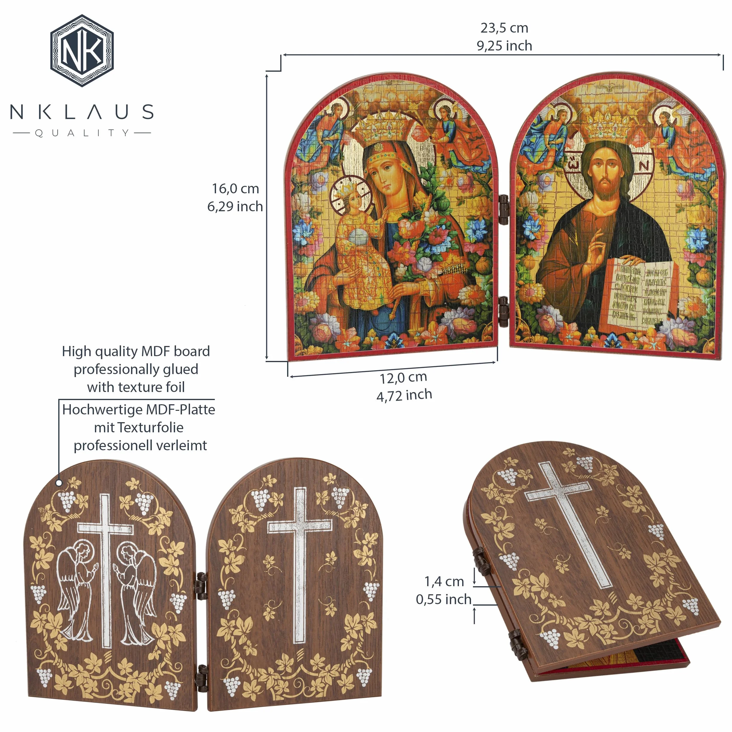 NKlaus Gm niewiędnący kwiat i Jezus Chrystus ikona dyptyk 23,5 x 16 drewno 13824