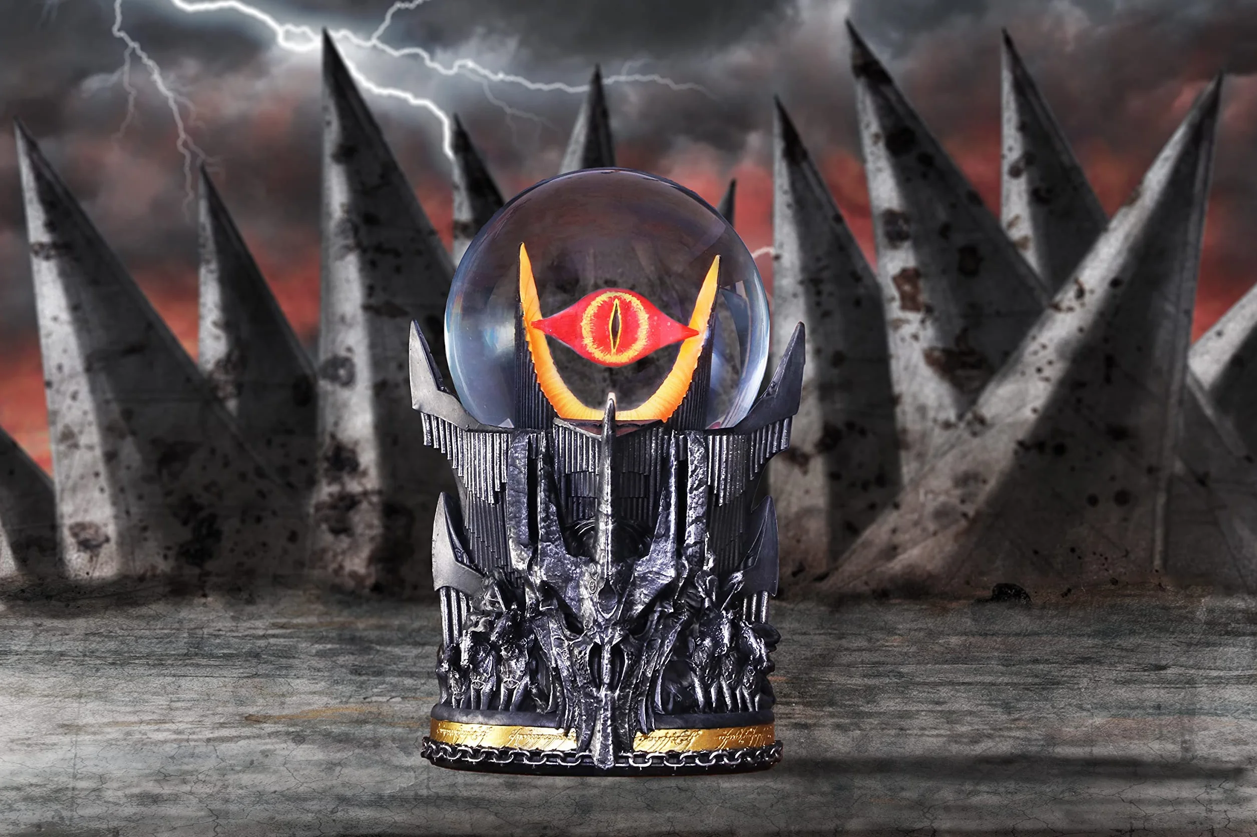 Nemesis Now Oficjalnie licencjonowana kula śnieżna Władca Pierścieni, Sauron, szara, 18 cm