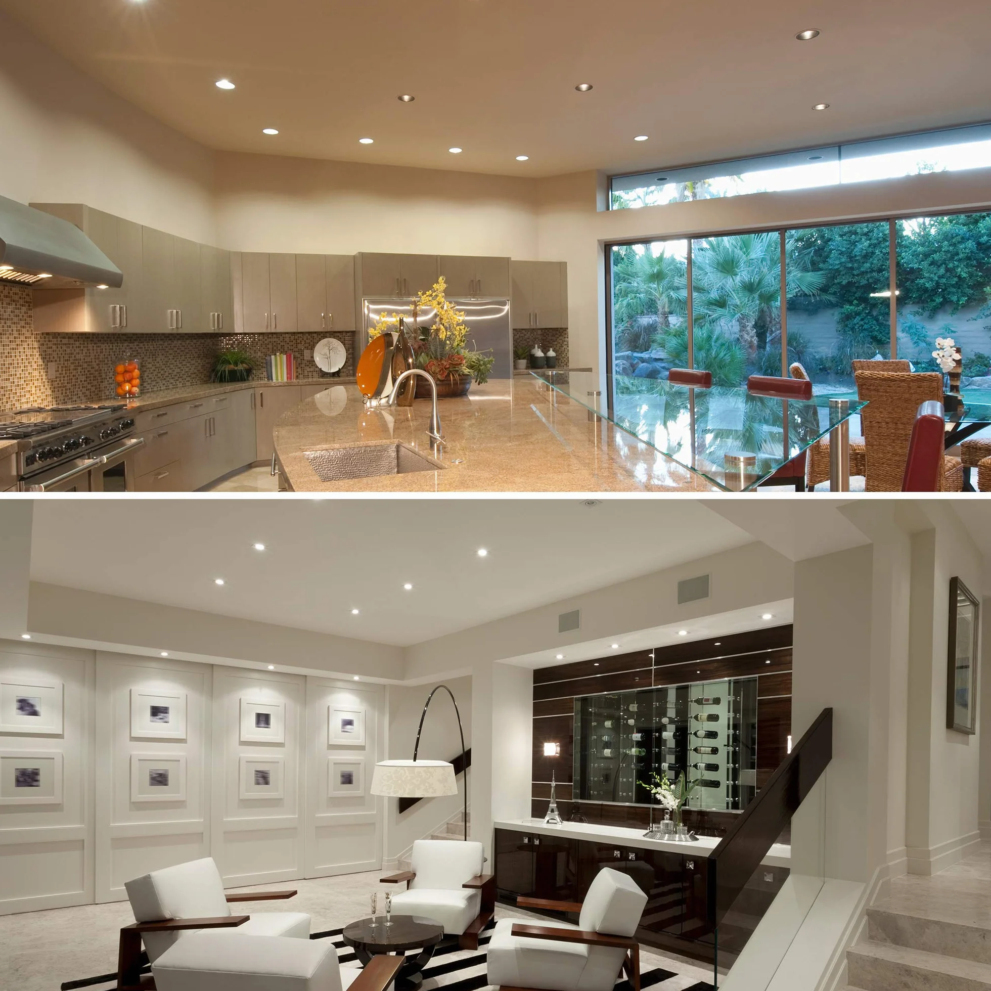 B.K.Licht zestaw 3 ściemnianych reflektorów LED do zabudowy w łazience, ultra-cienki, wycięcie na suficie Ø 100 mm / 3,94 cala, wbudowane moduły LED 6 W, 600 lm, ciepłe białe światło 3000 K, IP44, nie wymaga transformatora 230 V