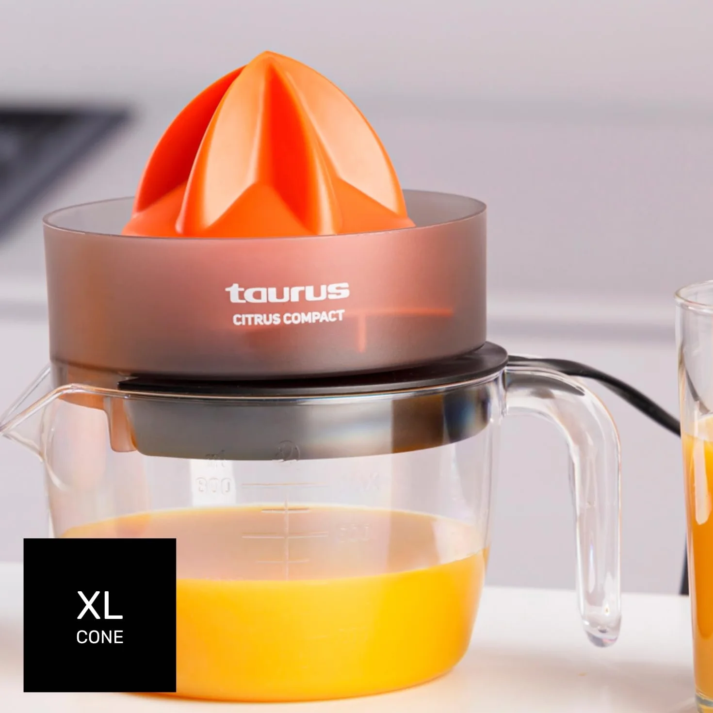 Taurus Citrus Compact elektryczna wyciskarka do pomarańczy, podwójny kierunek obrotu, duży stożek, BPA Free