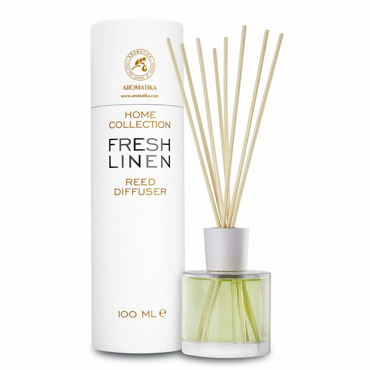 Fresh Linen Reed Diffuser - 100ml w/Rattan Sticks - Home Fragrance - Scented Diffusers for Aromatherapy - Perfect as a Gift - Enhancing any Room with a Refreshing, Soothing and Pleasant Scent