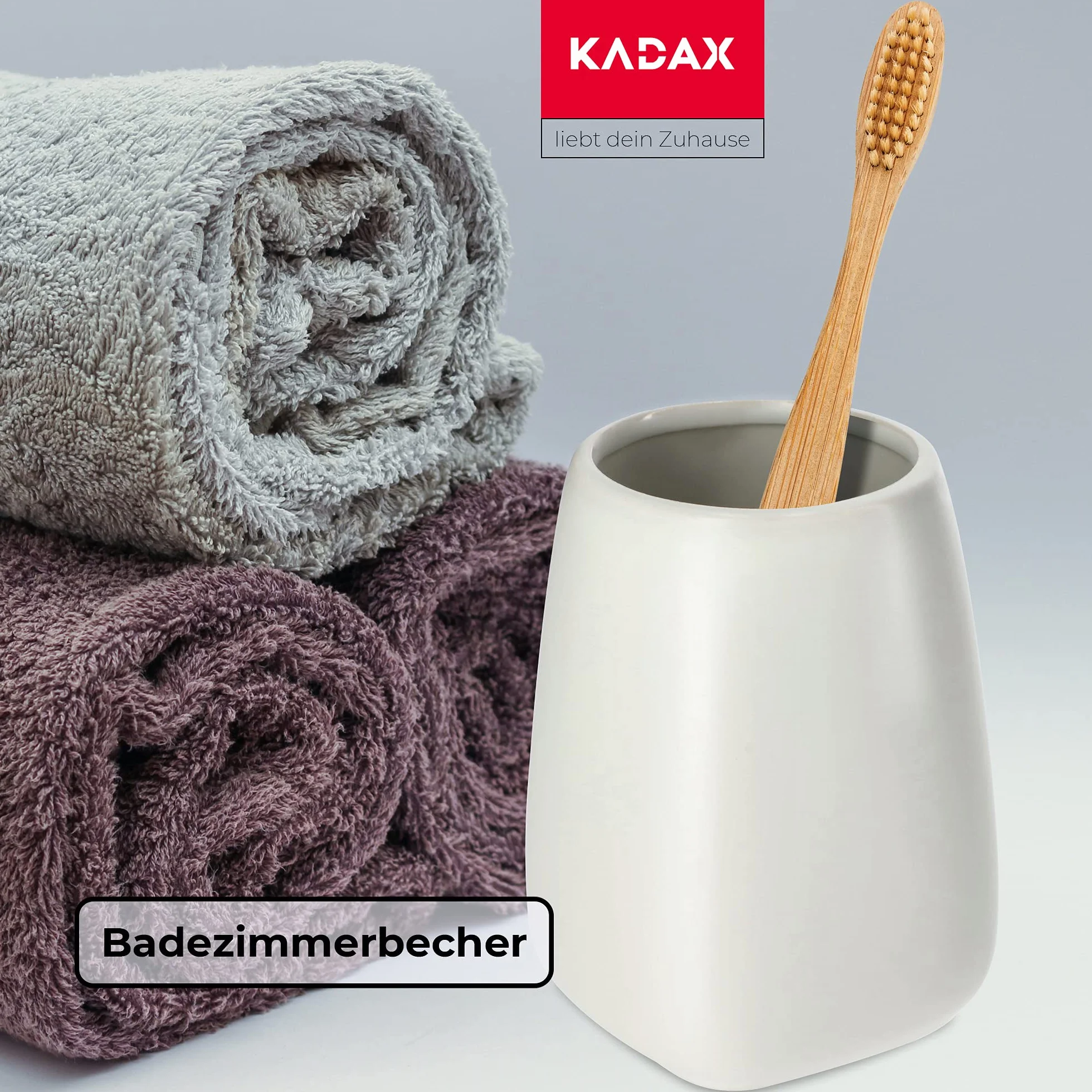 KADAX Kubek łazienkowy ceramiczny kremowy matowy odporny na wilgoć