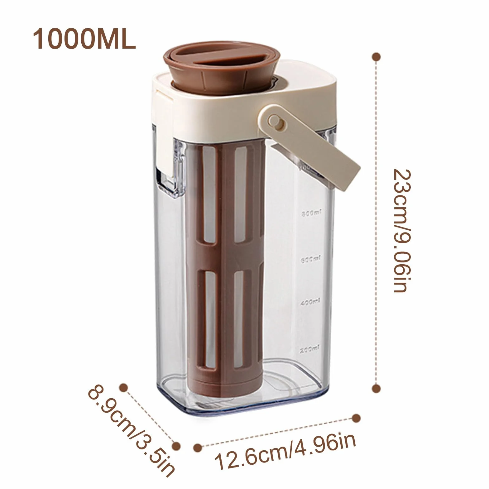 Cold Brew zaparzacz do kawy, zaparzacz do mrożonej herbaty, 9,06 x 4,96 x 3,5 cala szklany słoik z uchwytem do gotowania na lodzie, leemonadę, do domu, pracy i napojów letnich