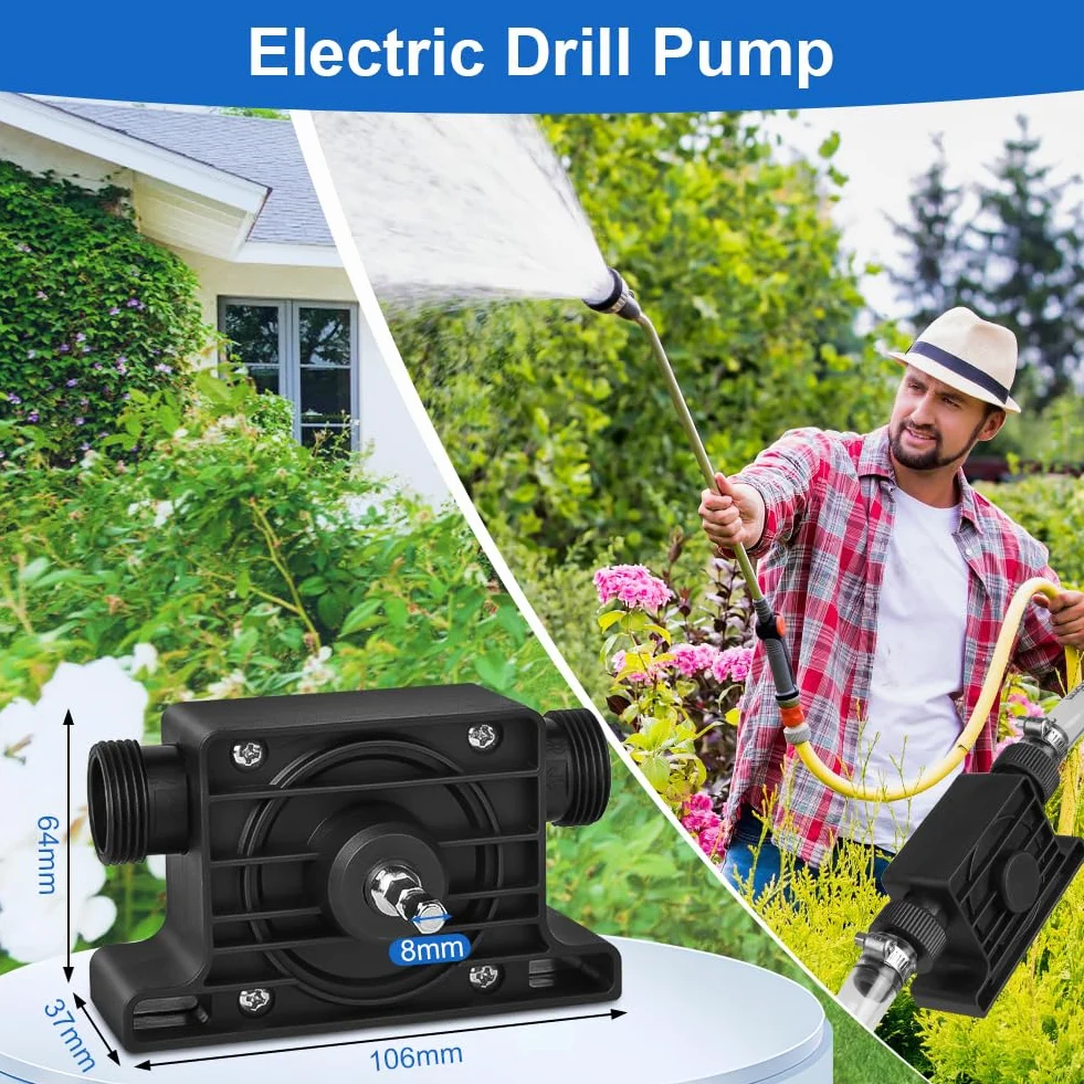 Flintronic Pompa wodna bez napędu, waterpomp, 900 L/H zelf aanzuigende overhevelpomp, accuschroefpomp, met 2m slang, voor water, olie, brandstoffen, dieselmotoren, vloeibaar water | Max. 3500 tpm