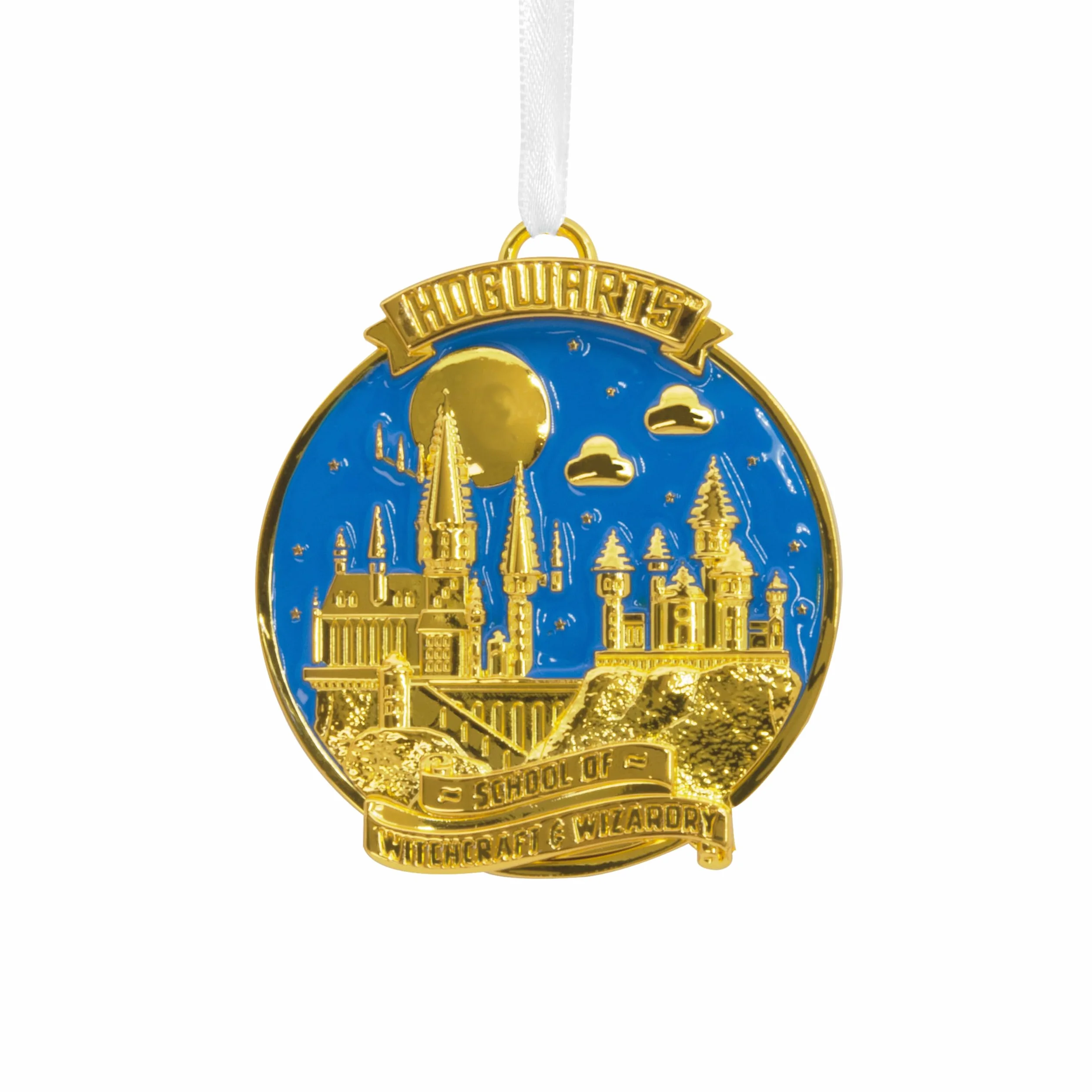 Hallmark Hogwarts School of Witchcraft & Wizardry Premium metalowa ozdoba, scena nocna, dekoracja drzewa Harry'ego Pottera, świąteczna wisząca ozdoba, prezenty na Boże Narodzenie
