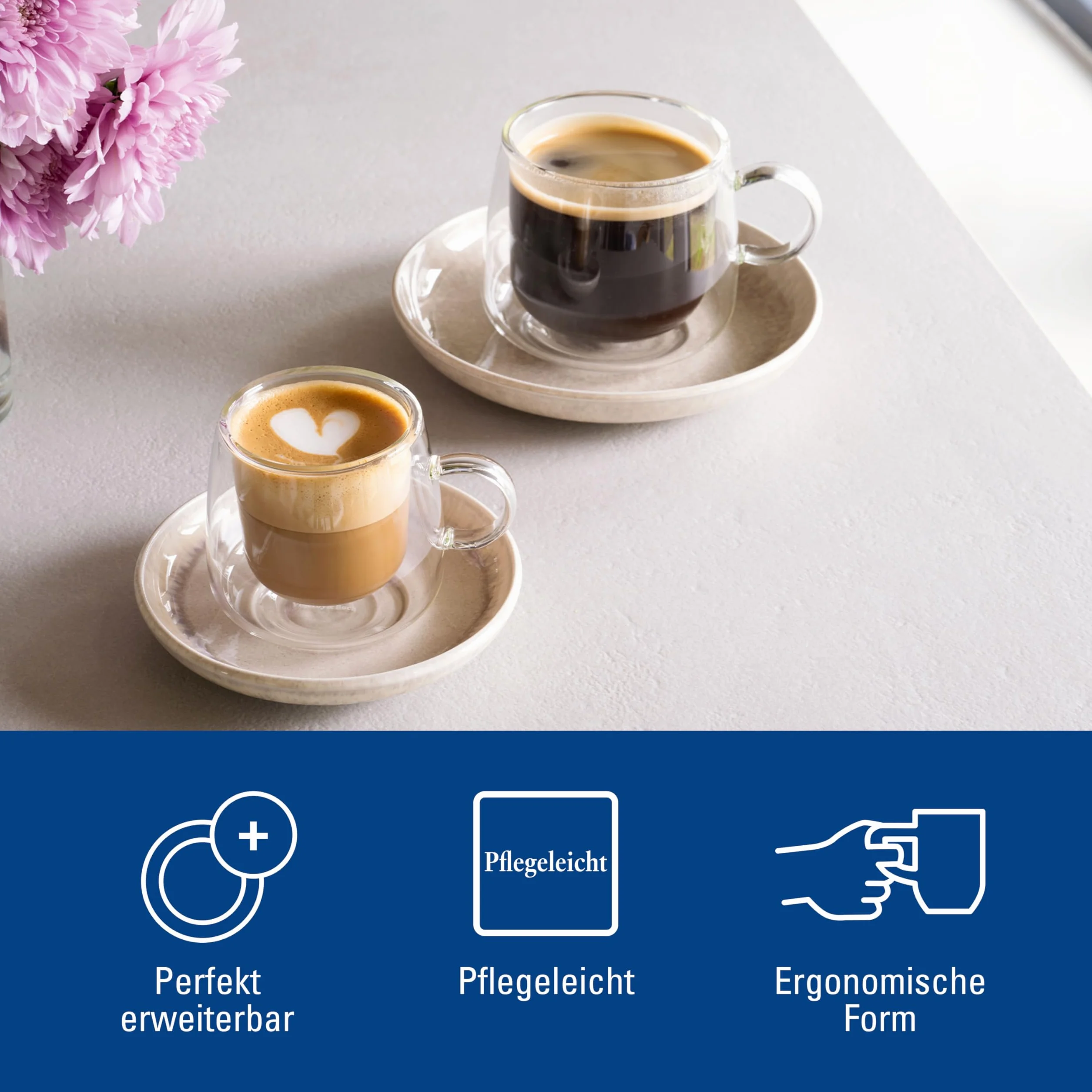 Villeroy & Boch – Artesano Hot&Cold Beverages szklanka do kawy, zestaw 2 szklanek, podwójne ścianki do napojów, 180 ml, szkło borokrzemowe, zmywarka, mikrofala