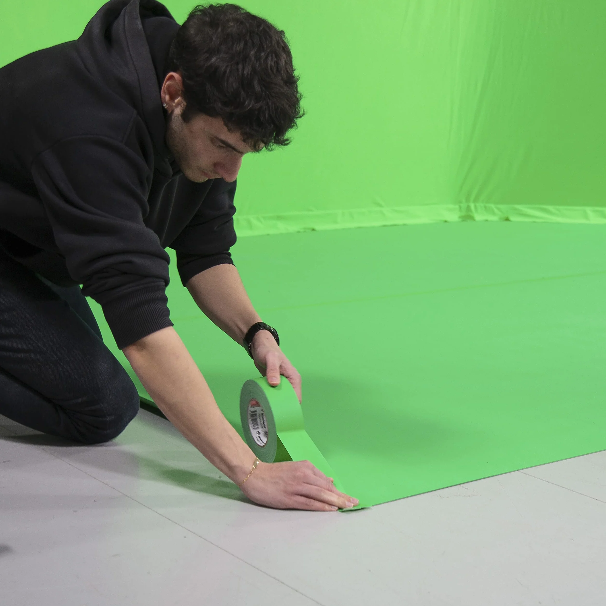 Manfrotto Chroma Key Green Gaffer Tape 50 mm x 50 m, taśma najwyższej jakości, bardzo mocne trzymanie, odpowiednia do techniki kluczowania, StudioLink, panoramiczne tło, LL LB7966