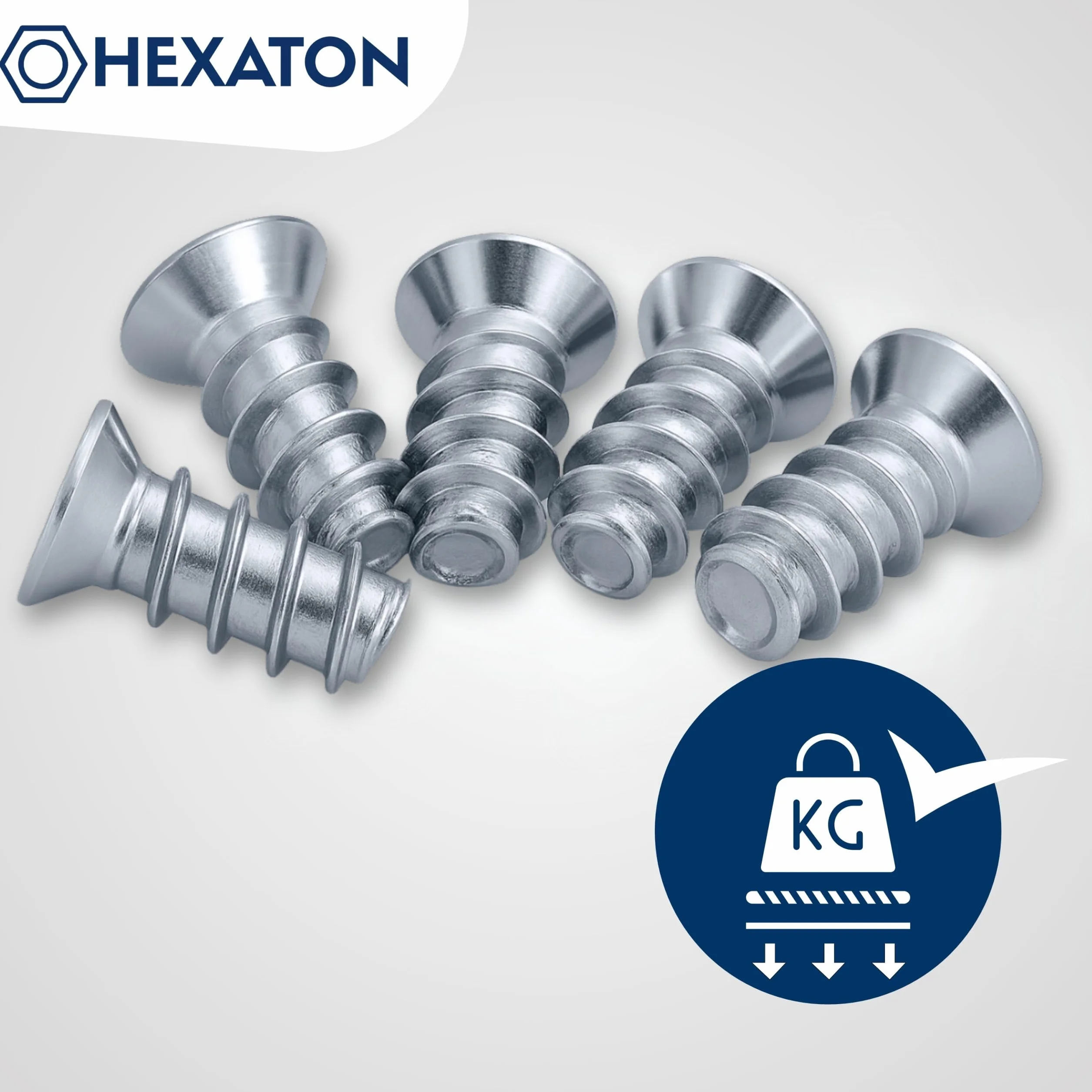 HEXATON Wkręty Euro z Łbem Stożkowym Pozidriv 6,3 x 16 mm - 100 Sztuk - Stal w Ocynku Białym - Gwint do Drewna Wkręty na Całości