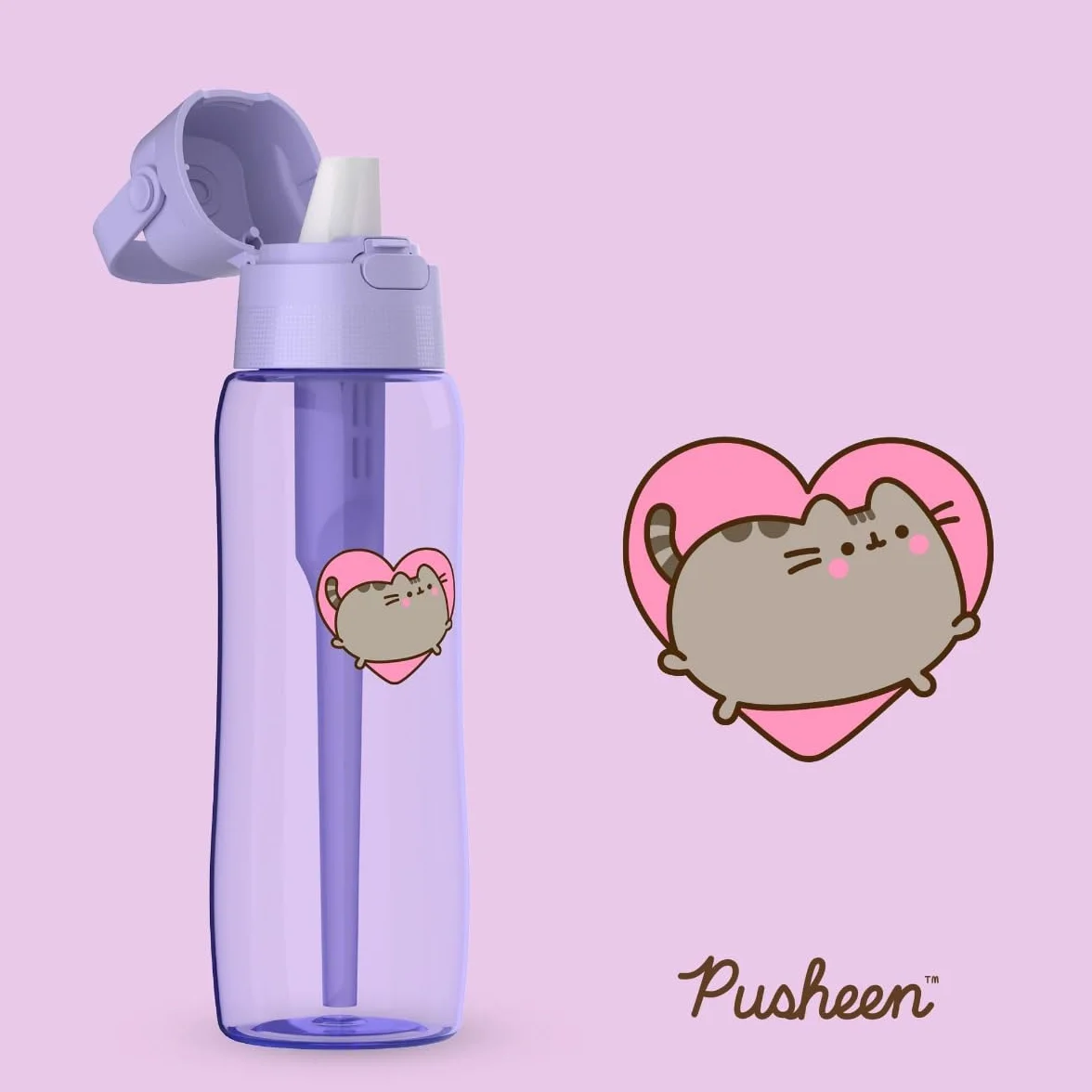 DAFI x PUSHEEN Butelka filtrująca Solid 0,7 l Lavender + 4 filtry węglowe - Wykonana z wytrzymałego Tritanu™, Bez BPA, Wyprodukowano w Polsce