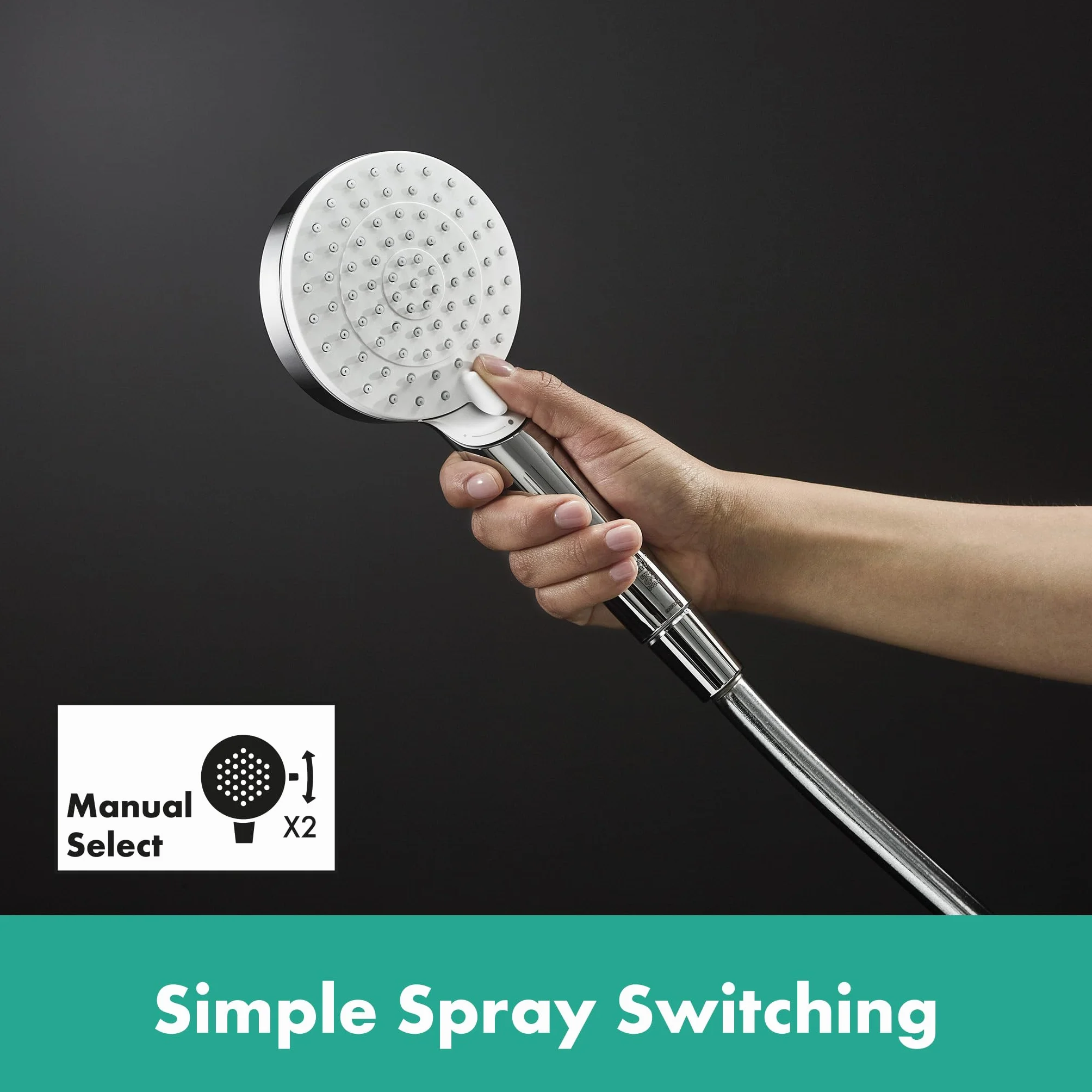 hansgrohe Crometta Zestaw prysznicowy Vario EcoSmart 9 l/min z drążkiem 65 cm biały/chrom, 26534400