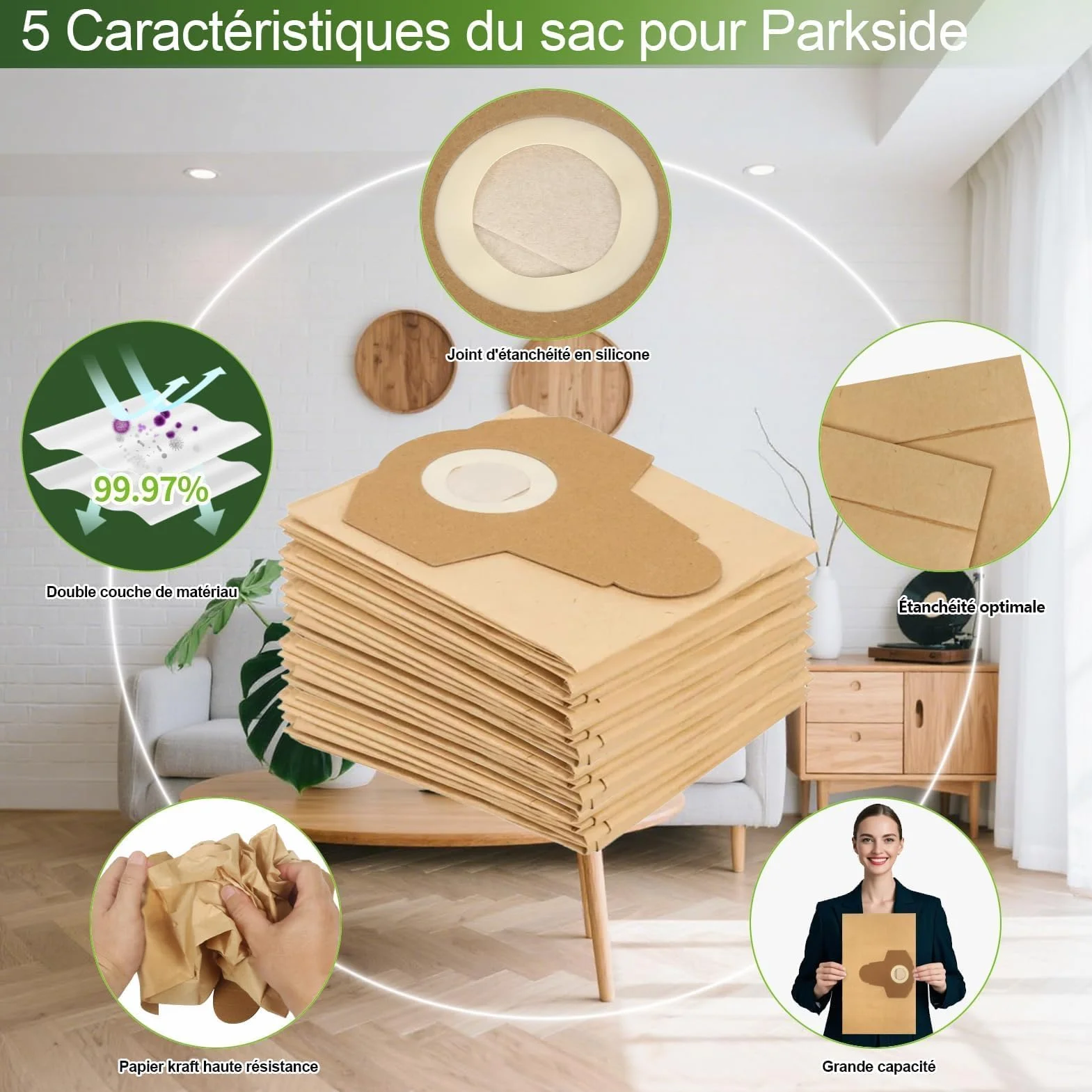 12 torebek do odkurzaczy Parkside PWD 25 PWD 30 PNTS 1500 1600 A1 A2 B1 B2 B3 C1 C4 D1 E2