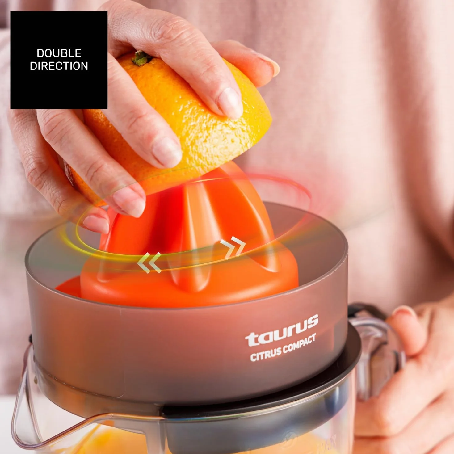Taurus Citrus Compact elektryczna wyciskarka do pomarańczy, podwójny kierunek obrotu, duży stożek, BPA Free