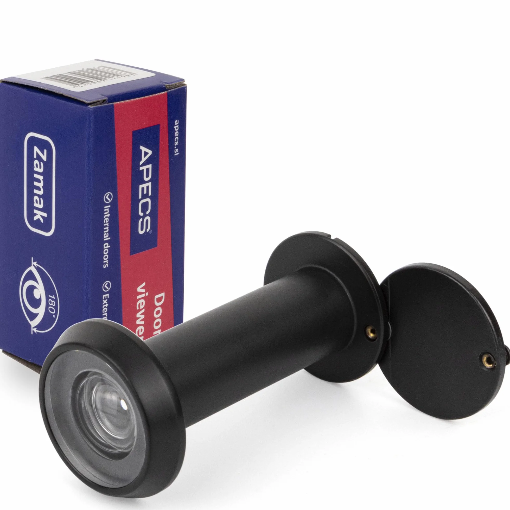 APECS Wizjer do drzwi z ochroną przed wzrokiem, otwór 50-90 mm, średnica 16 mm, kolor czarny, osłona wizjera model 6016/50-90-BLM